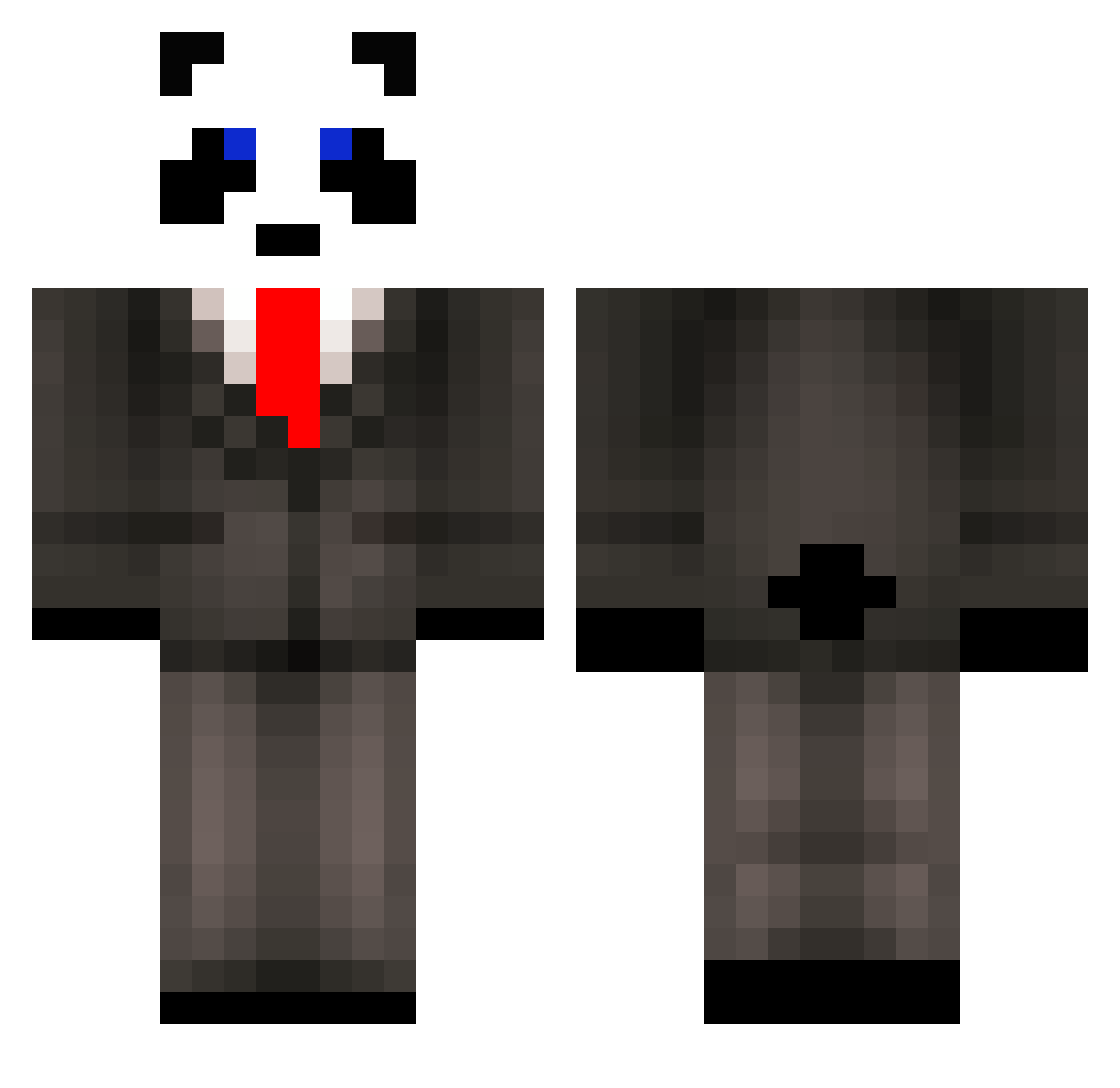 snup Minecraft skin, front and back view
