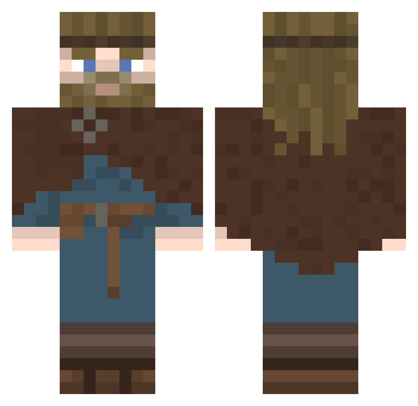 Spaghetiboy Minecraft skin, front and back view