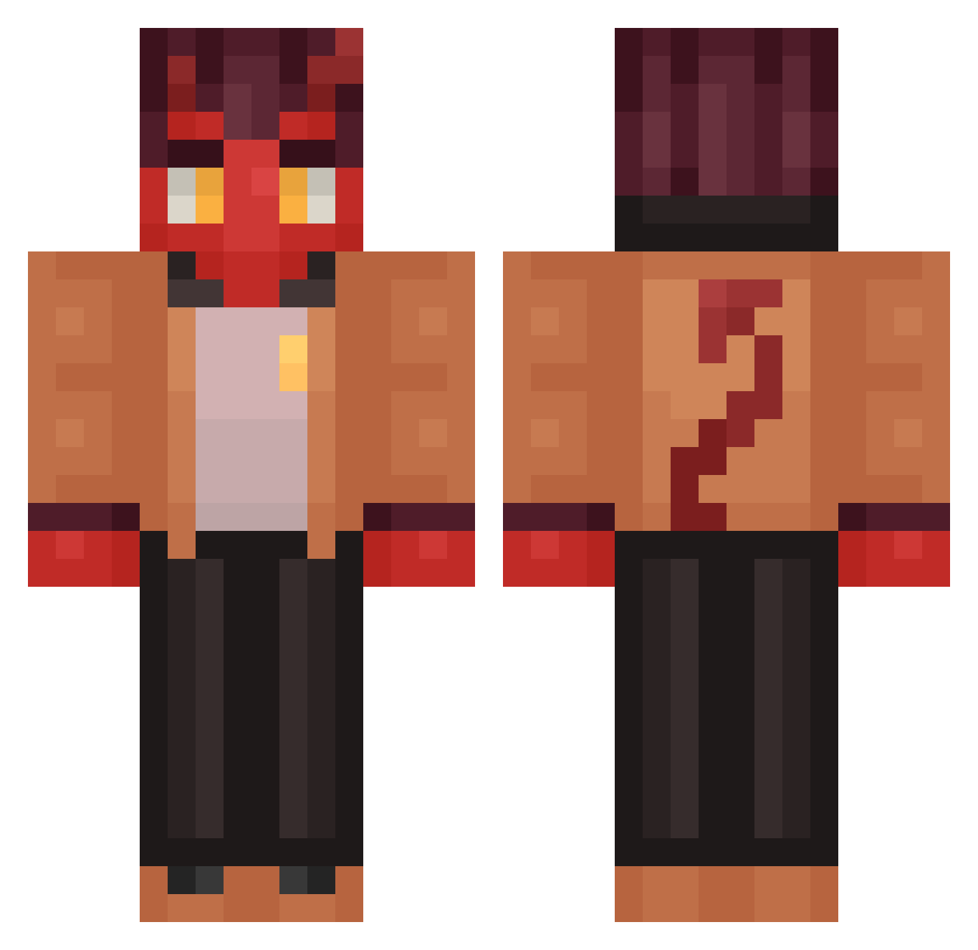 Uehaha Minecraft skin, front and back view