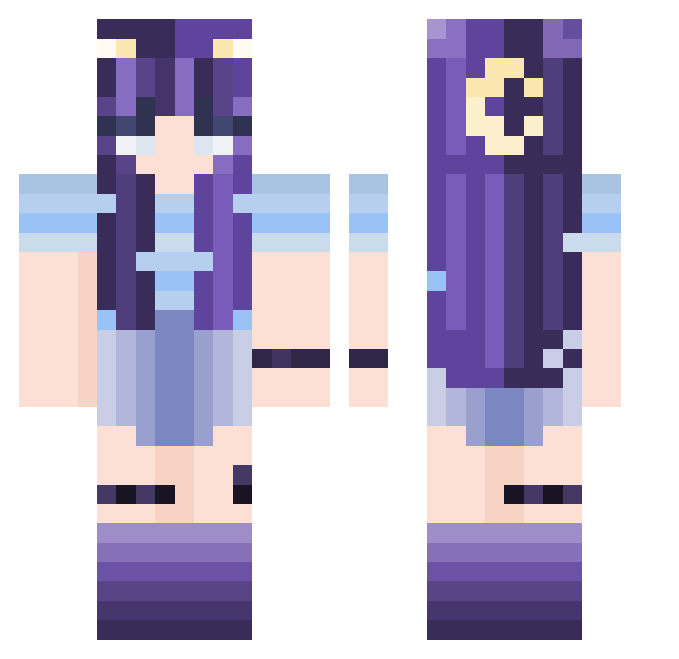 Raisie87 Minecraft skin, front and back view