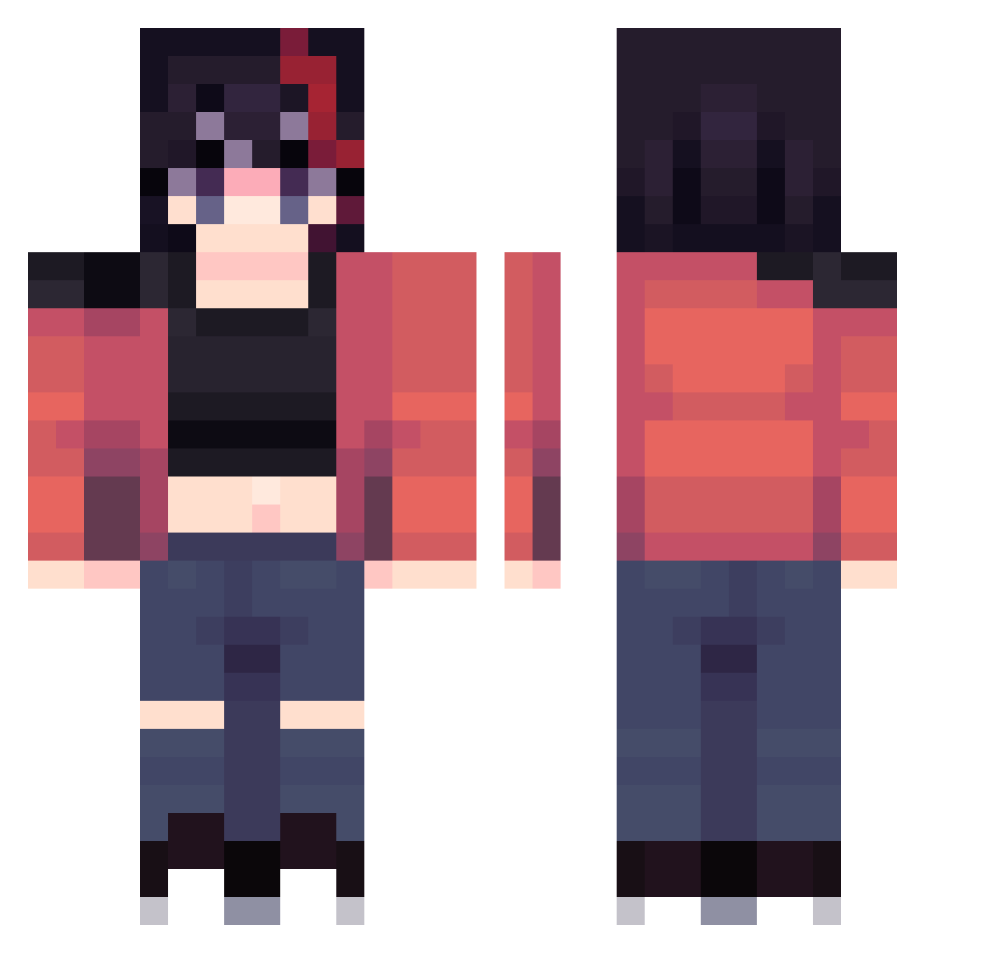 Veil_Piercer Minecraft skin, front and back view