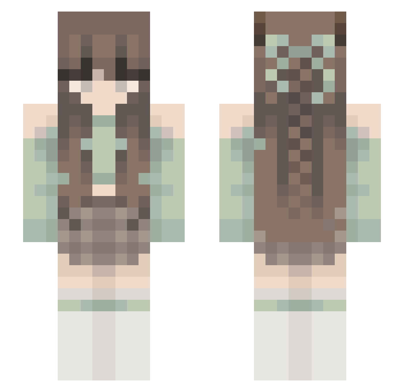 Maddddieee Minecraft skin, front and back view