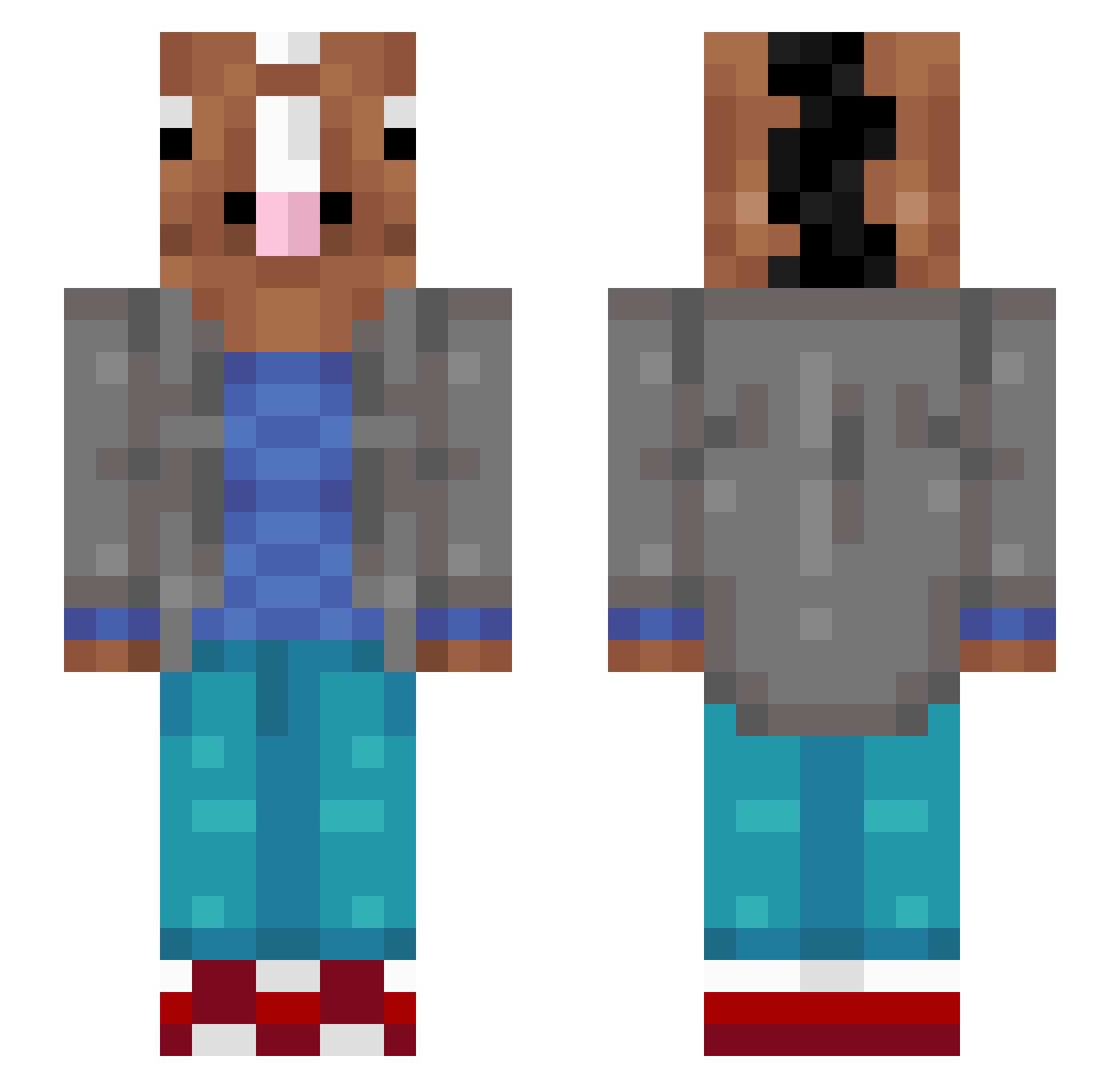 ARETG Minecraft skin, front and back view