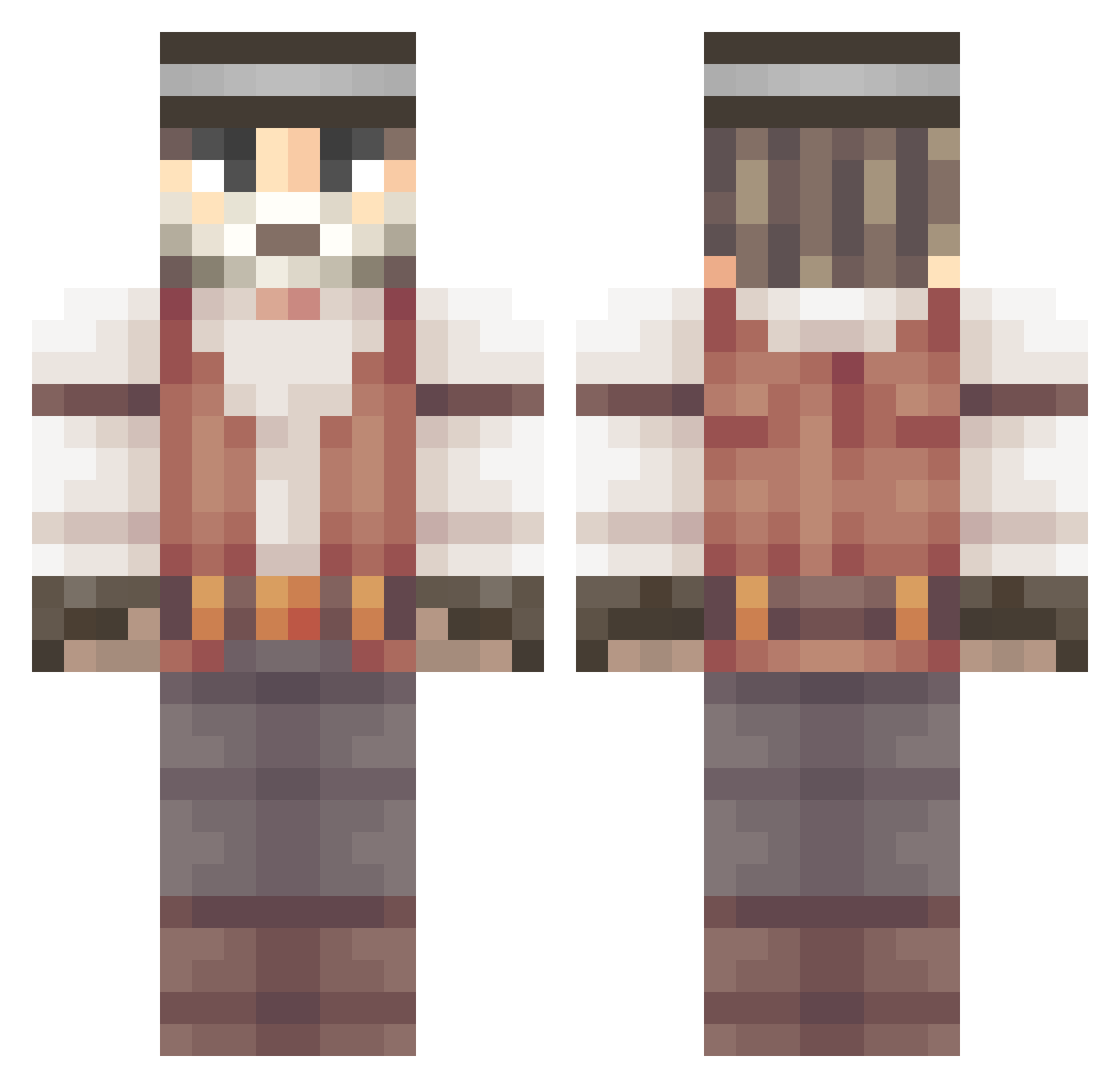 Welloboy Minecraft skin, front and back view