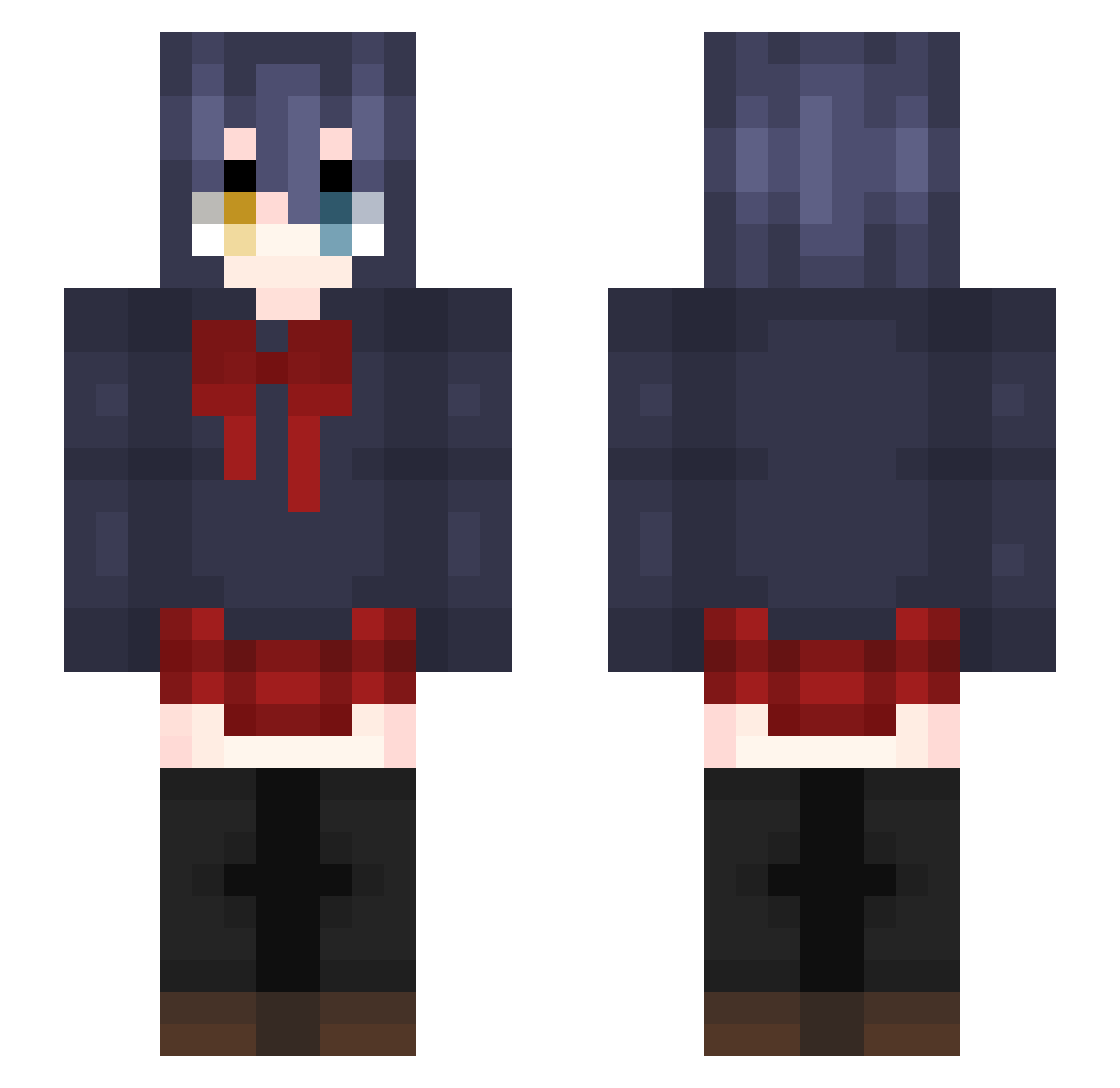 Xyhfff Minecraft skin, front and back view