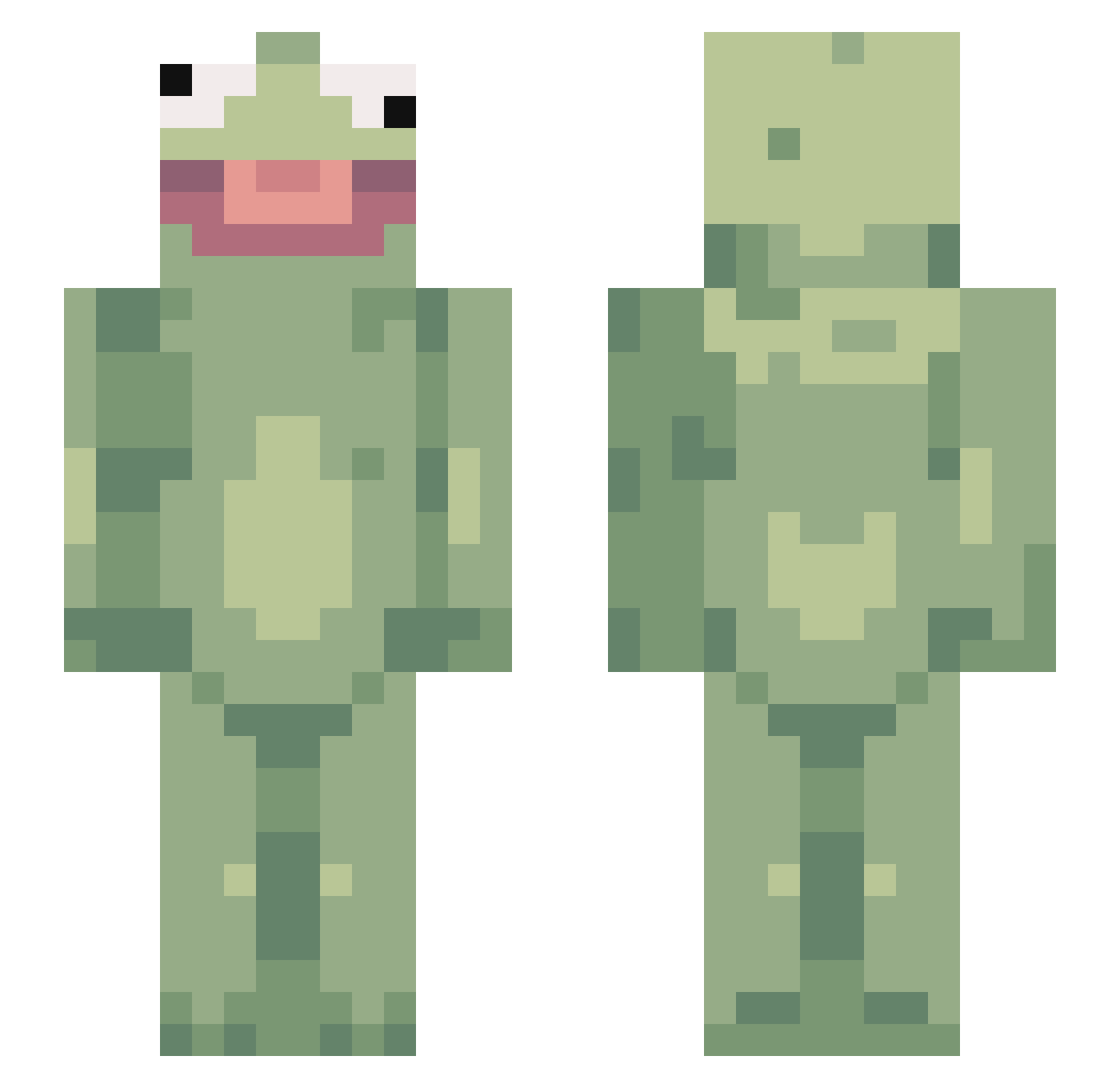 Yasurus Minecraft skin, front and back view