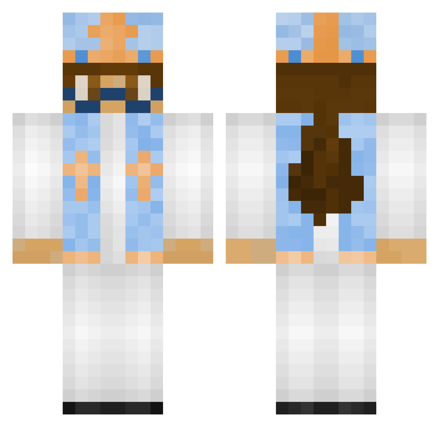 paworld Minecraft skin, front and back view