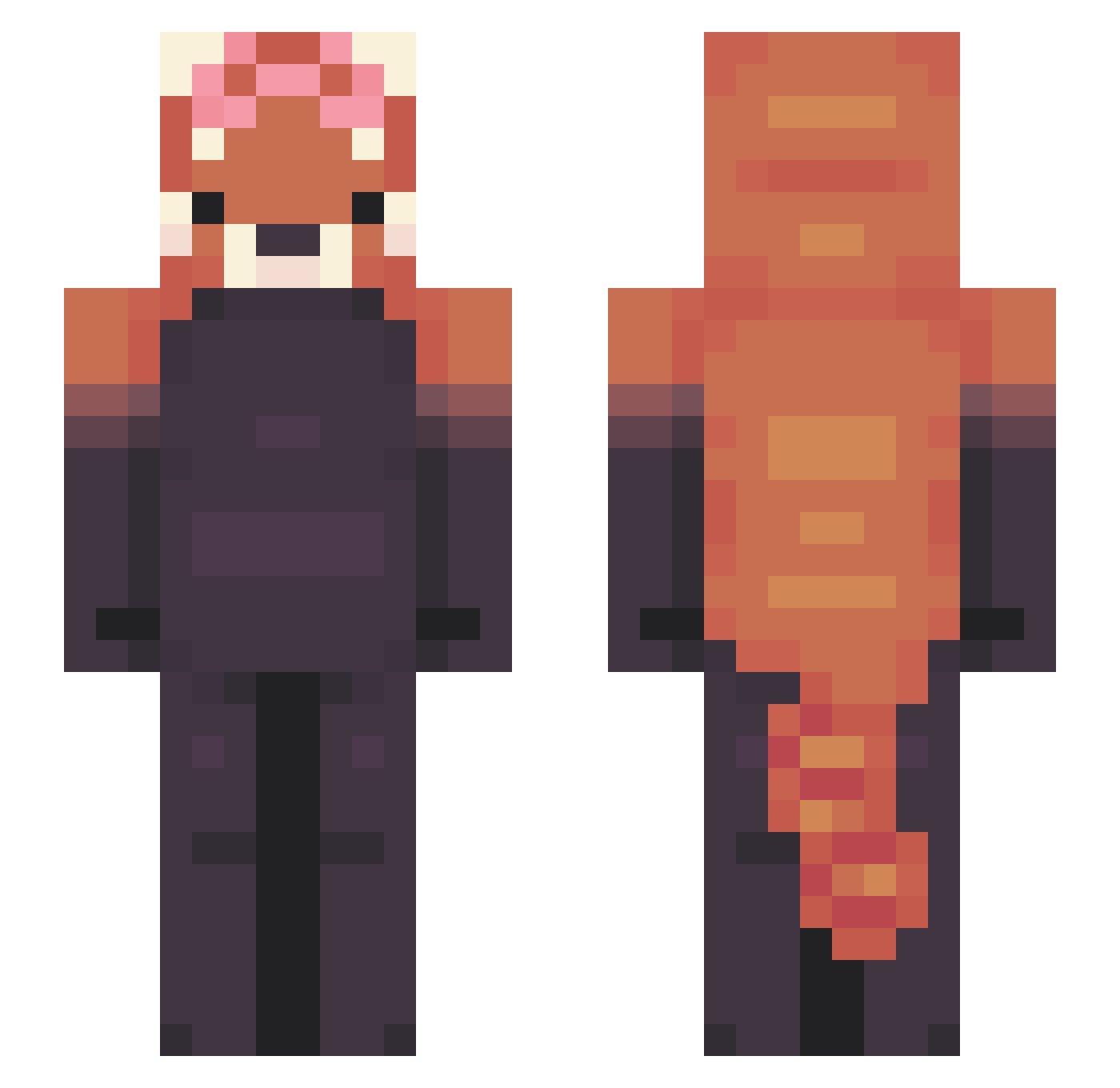 Nayoom Minecraft skin, front and back view
