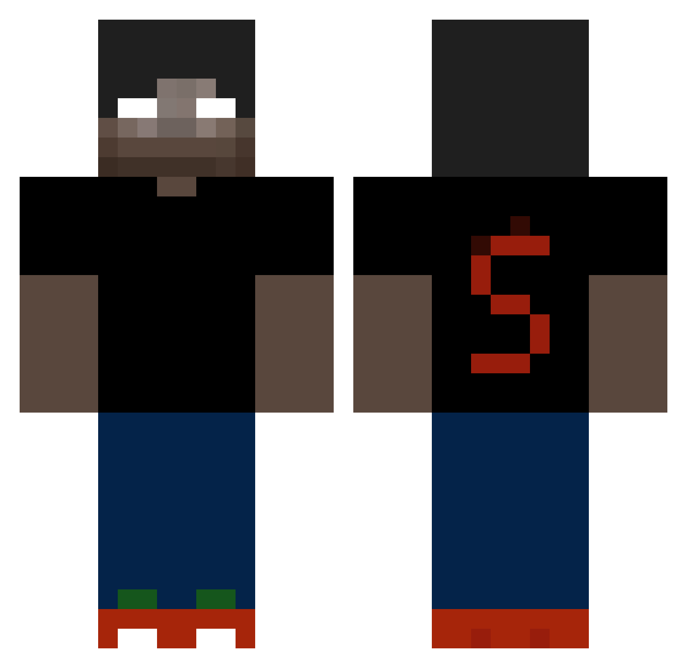 Skers Minecraft skin, front and back view
