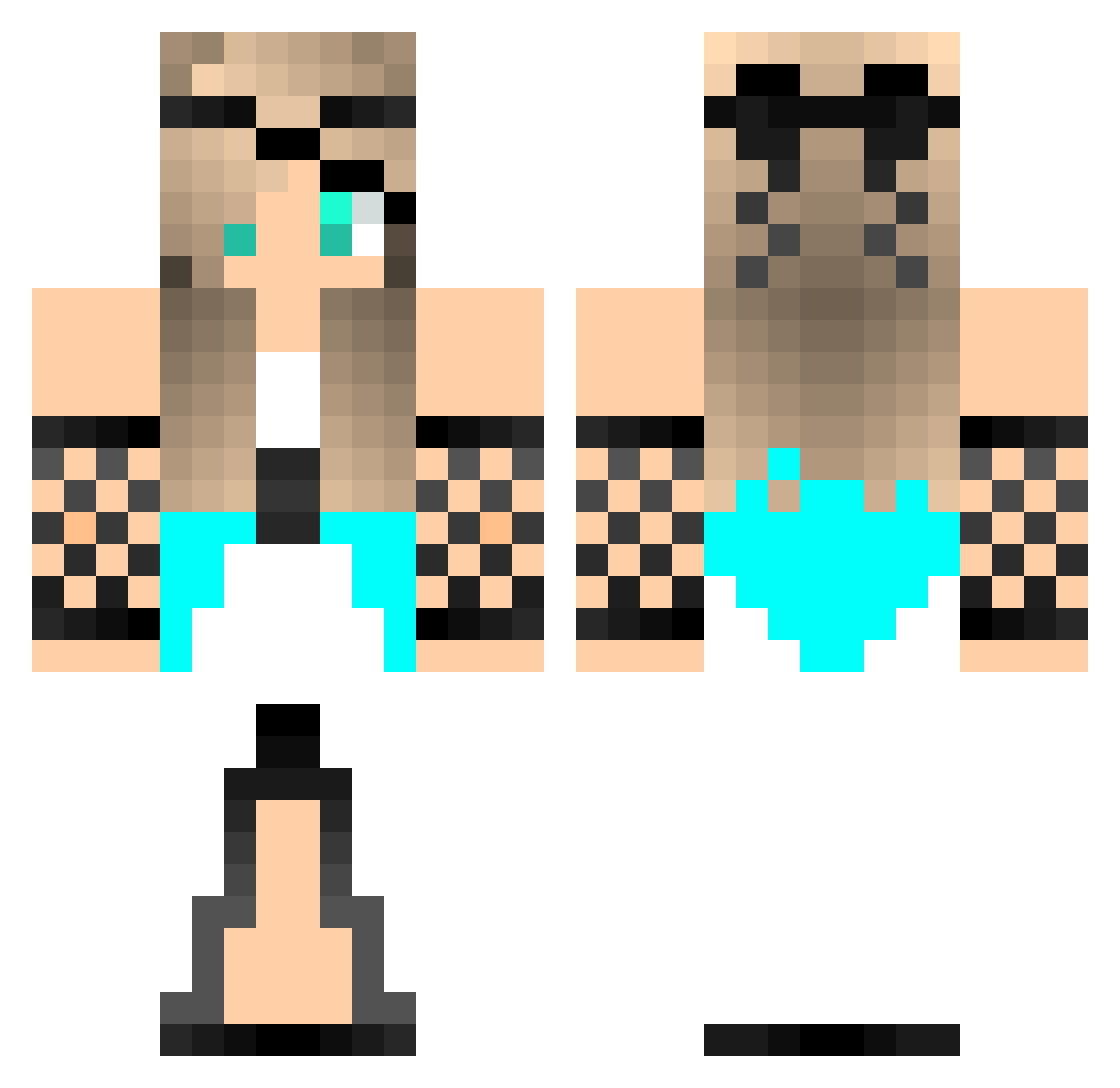 Swiped Minecraft skin, front and back view