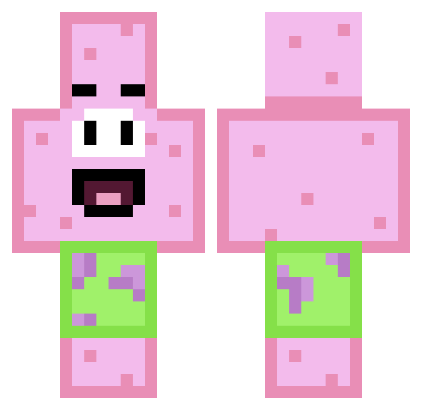 Ramenhaha Minecraft skin, front and back view
