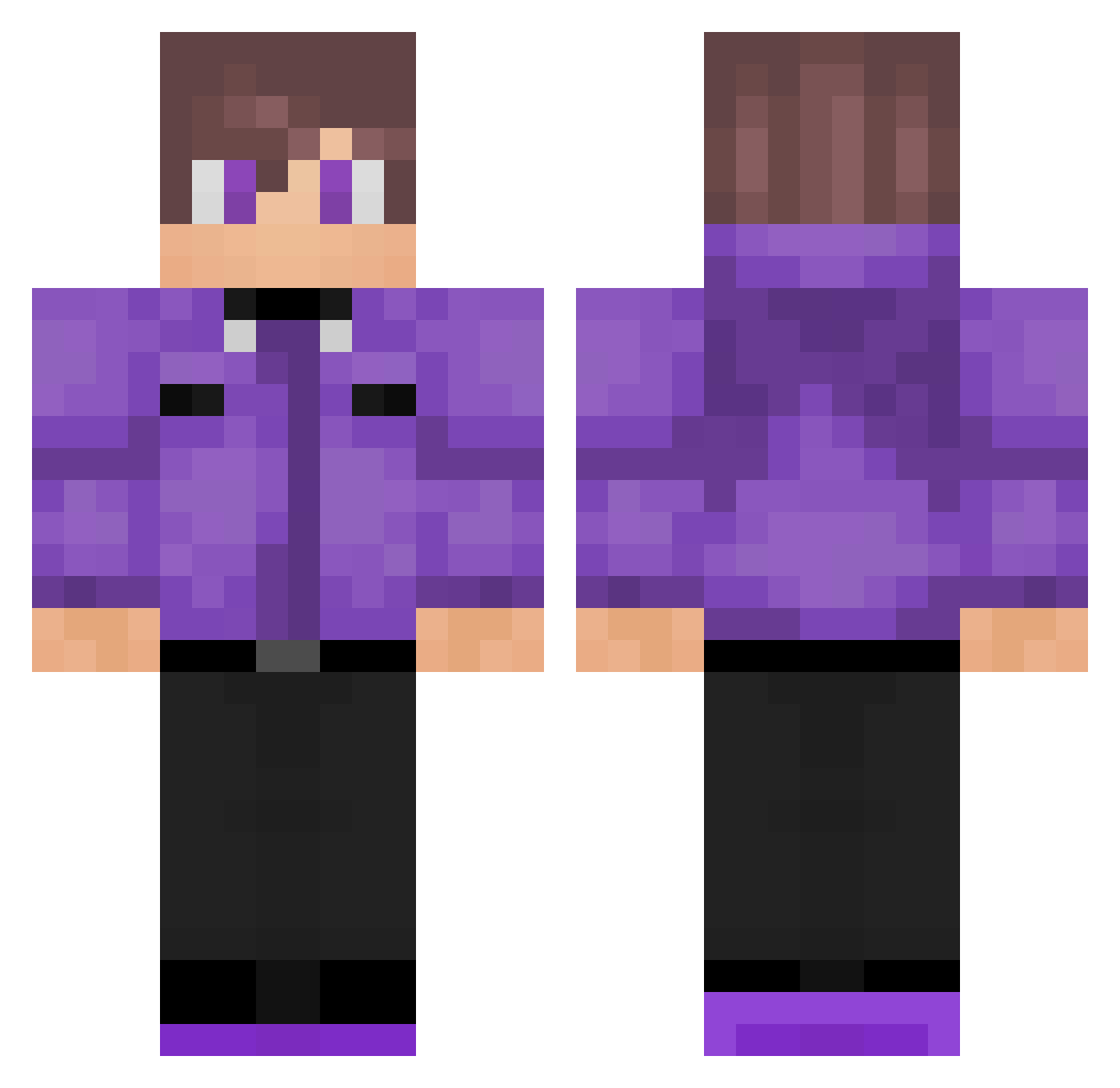 knetk Minecraft skin, front and back view
