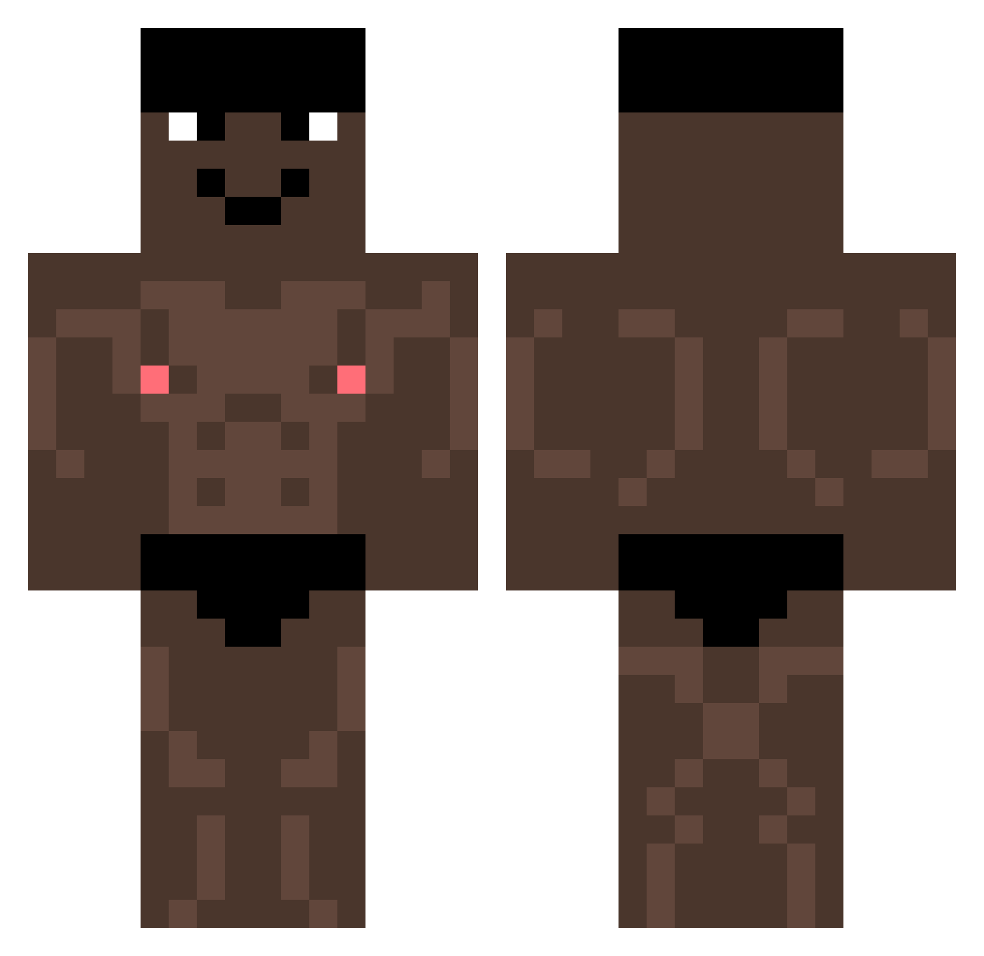 Kuyater Minecraft skin, front and back view