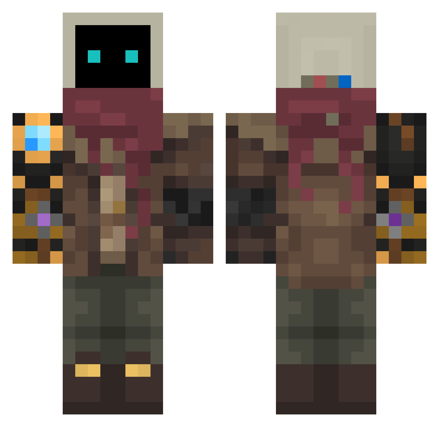 TheOldFriedTuna Minecraft skin, front and back view