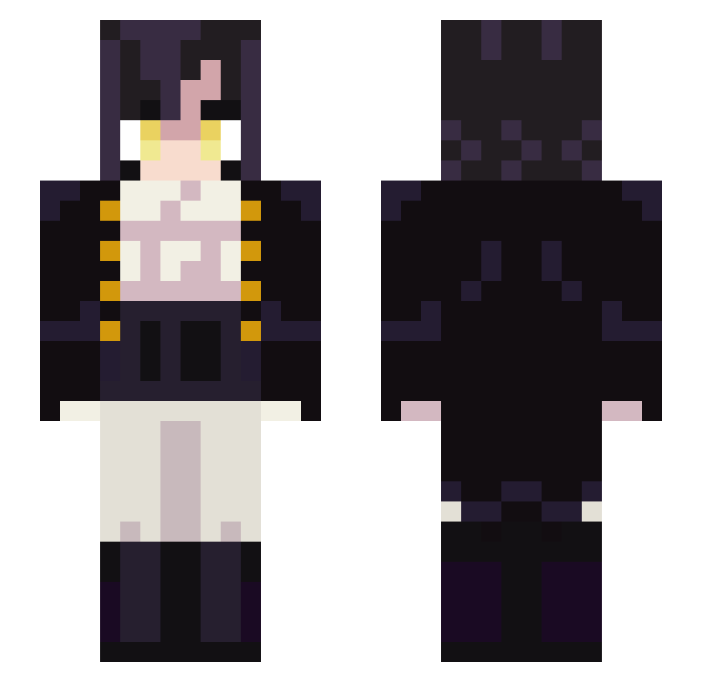 yiitto Minecraft skin, front and back view