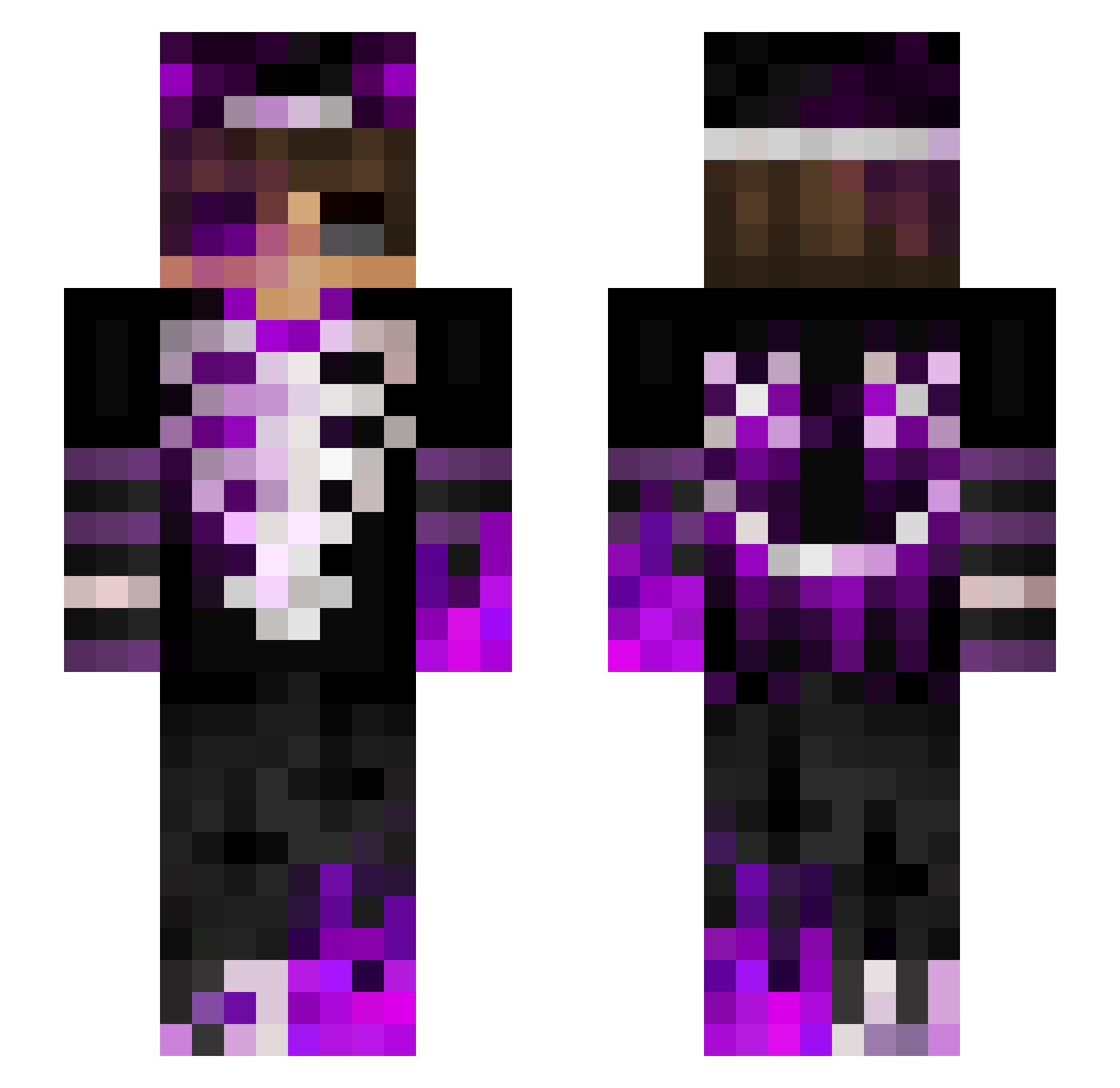 Supraawr Minecraft skin, front and back view