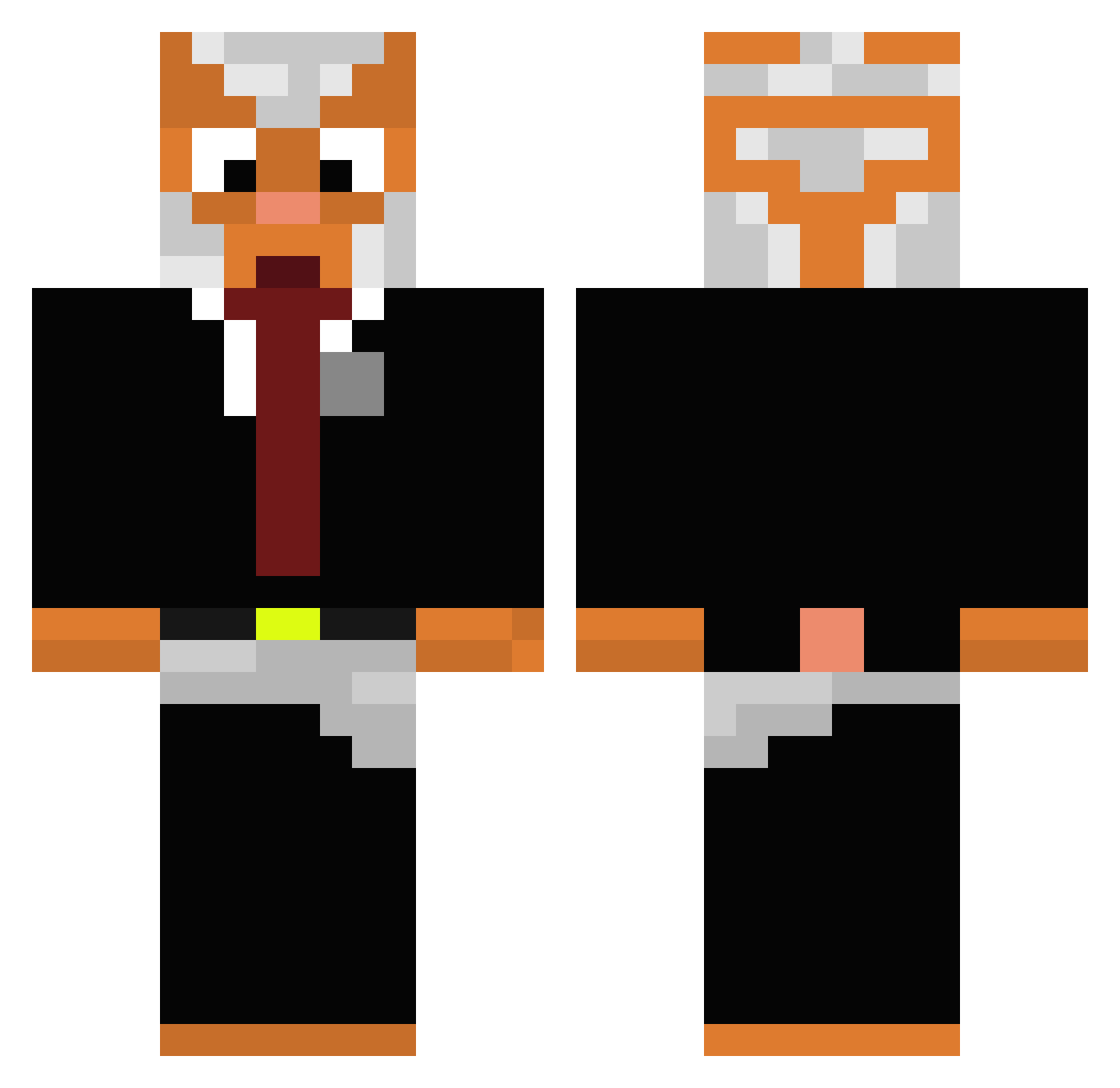 Sharphy2k Minecraft skin, front and back view
