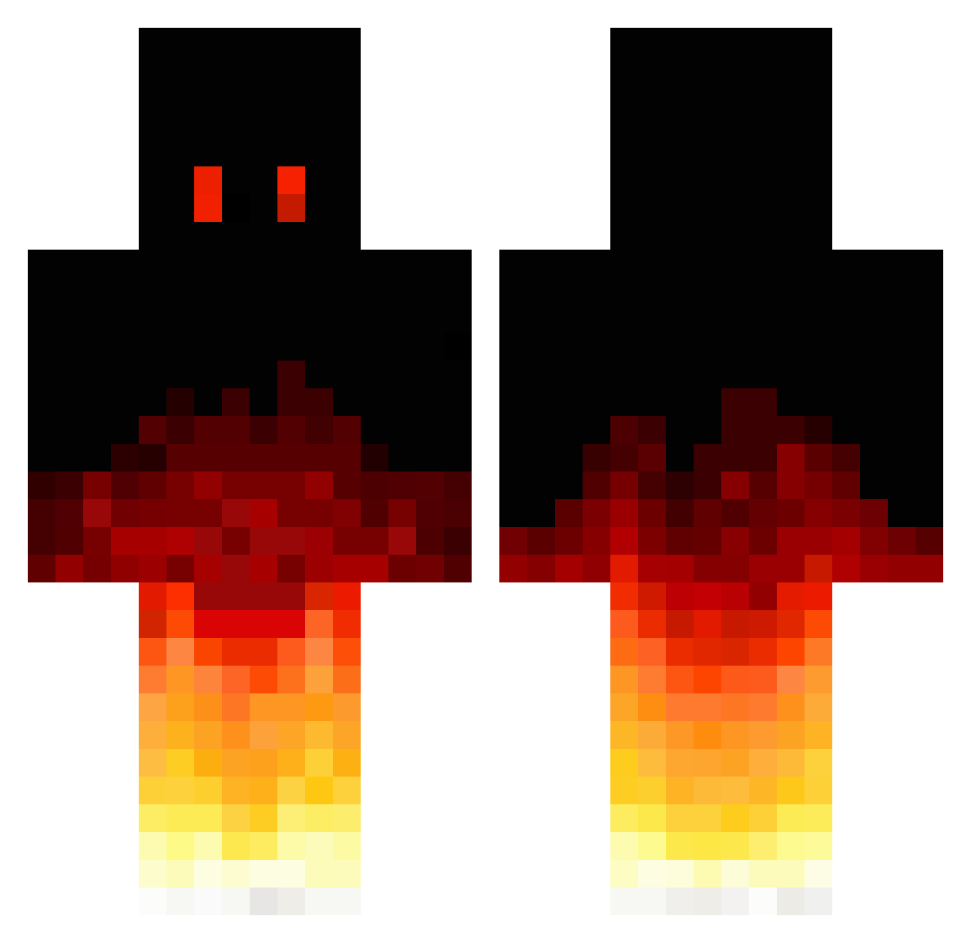ImSirFlame Minecraft skin, front and back view