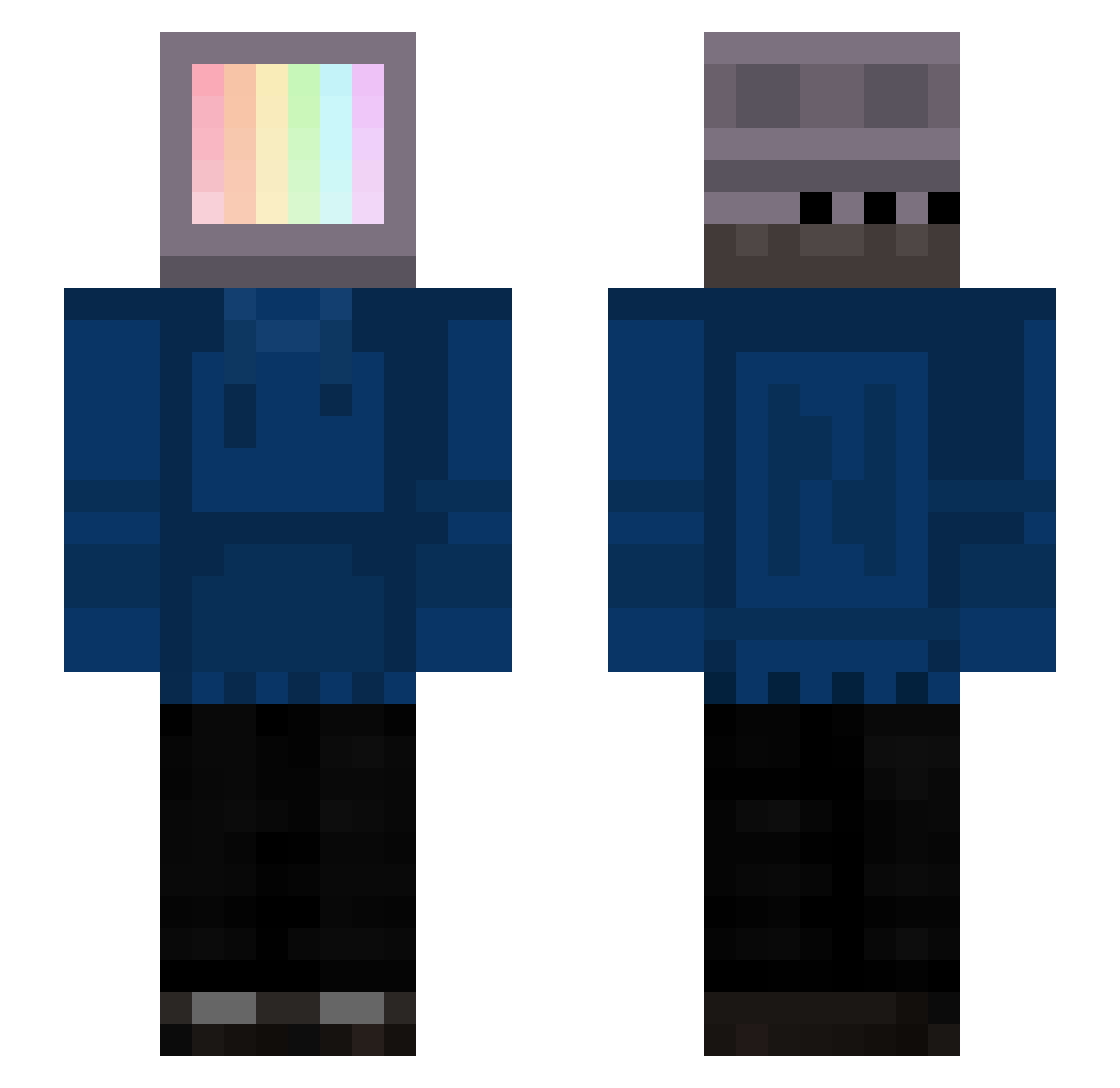 UselessNiels Minecraft skin, front and back view