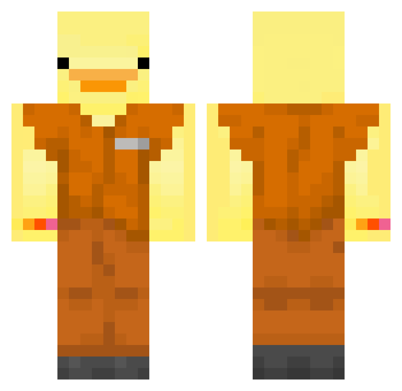 Wubenn Minecraft skin, front and back view