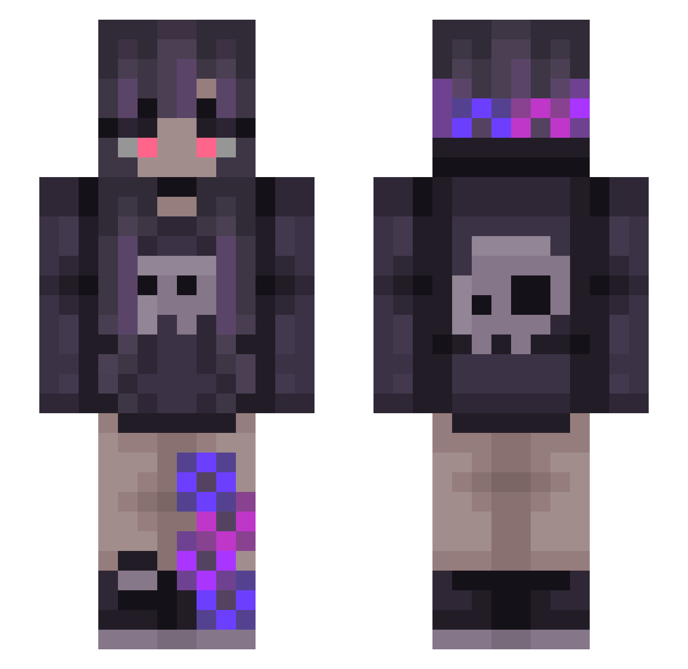 yyawnn Minecraft skin, front and back view