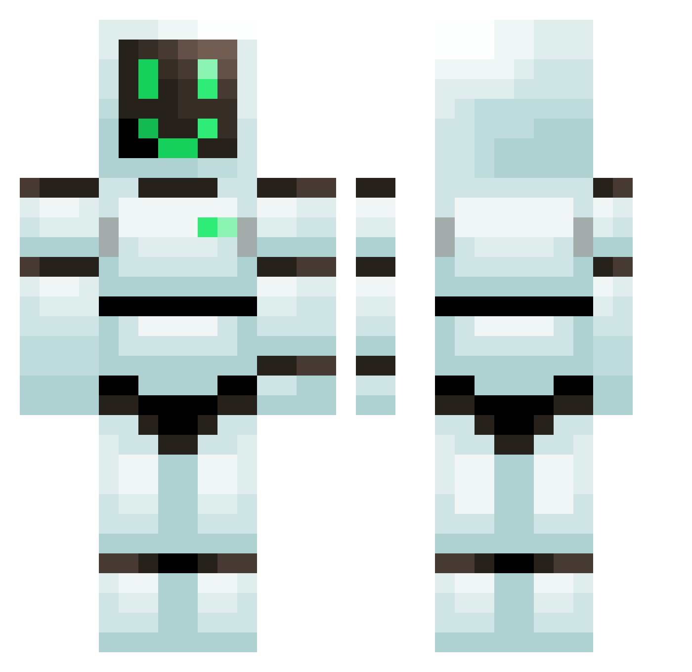 vJxn Minecraft skin, front and back view