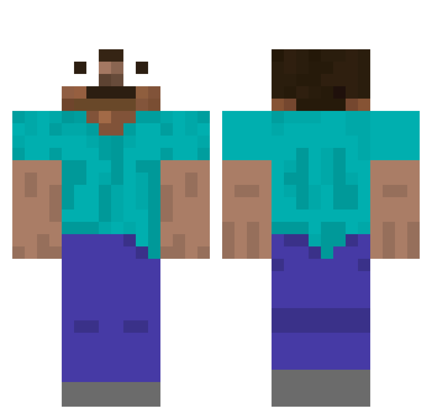 WangLCW Minecraft skin, front and back view