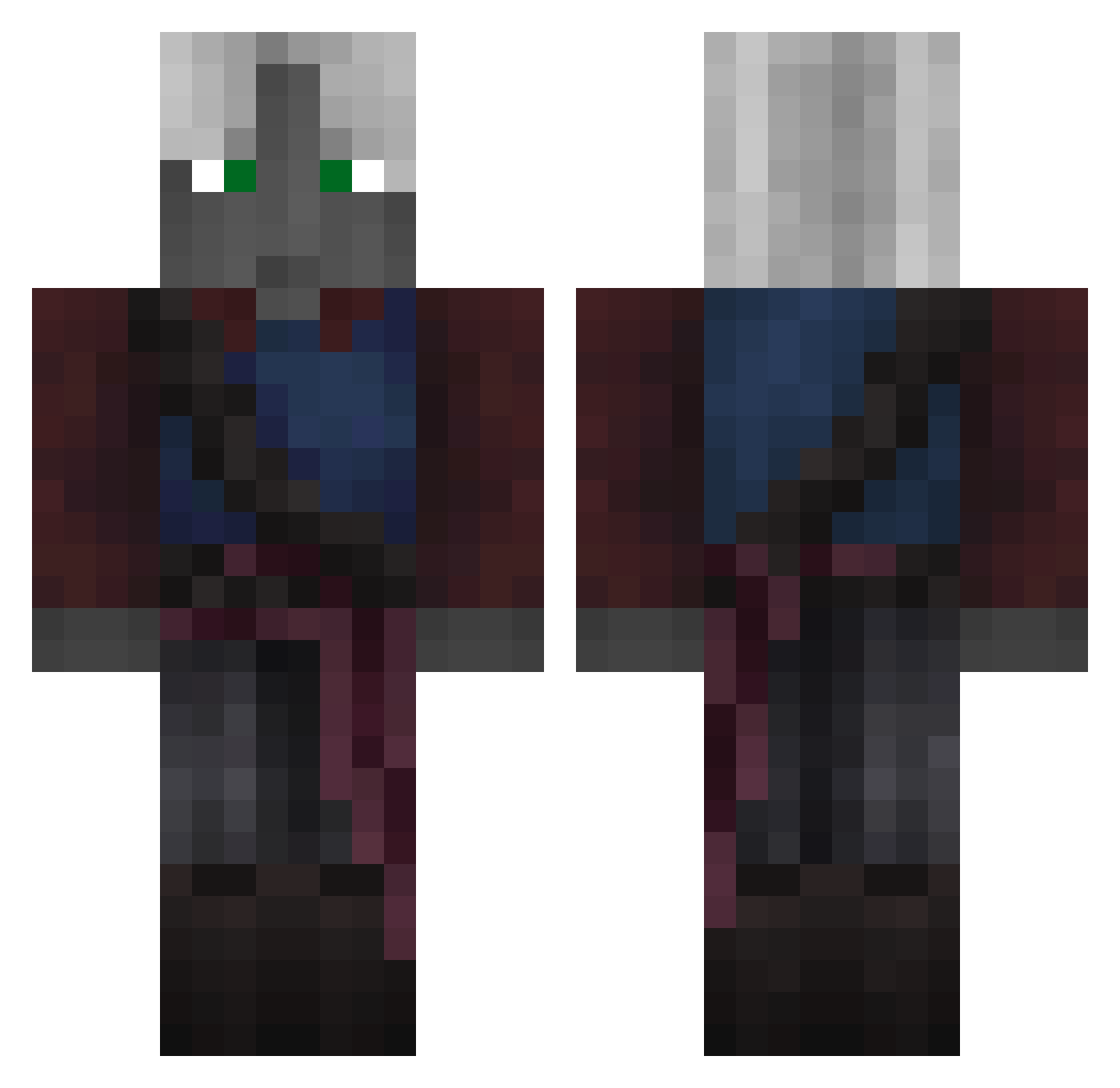 Cluttch_ Minecraft skin, front and back view