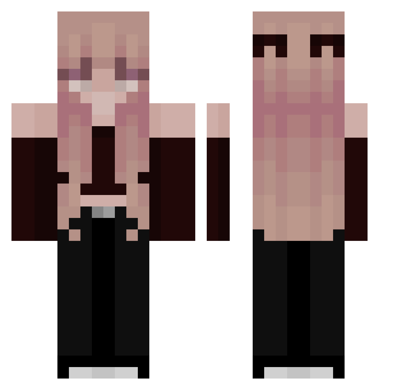 BleuennGG Minecraft skin, front and back view