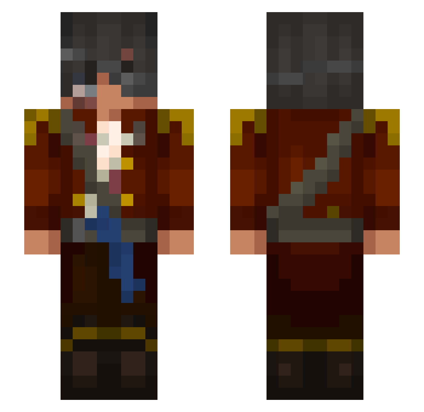 37iq Minecraft skin, front and back view