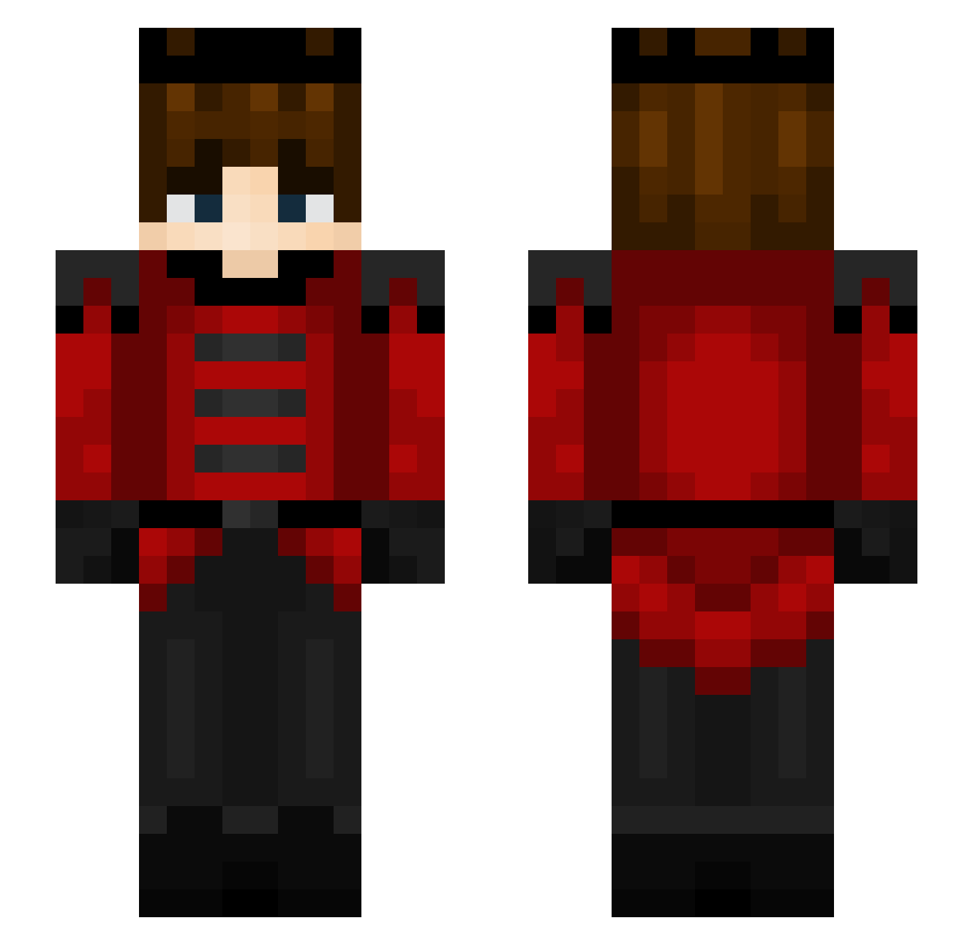 Sparkiix Minecraft skin, front and back view