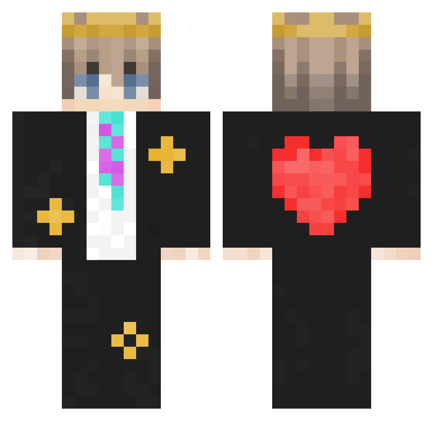 Pancake_Levi Minecraft skin, front and back view