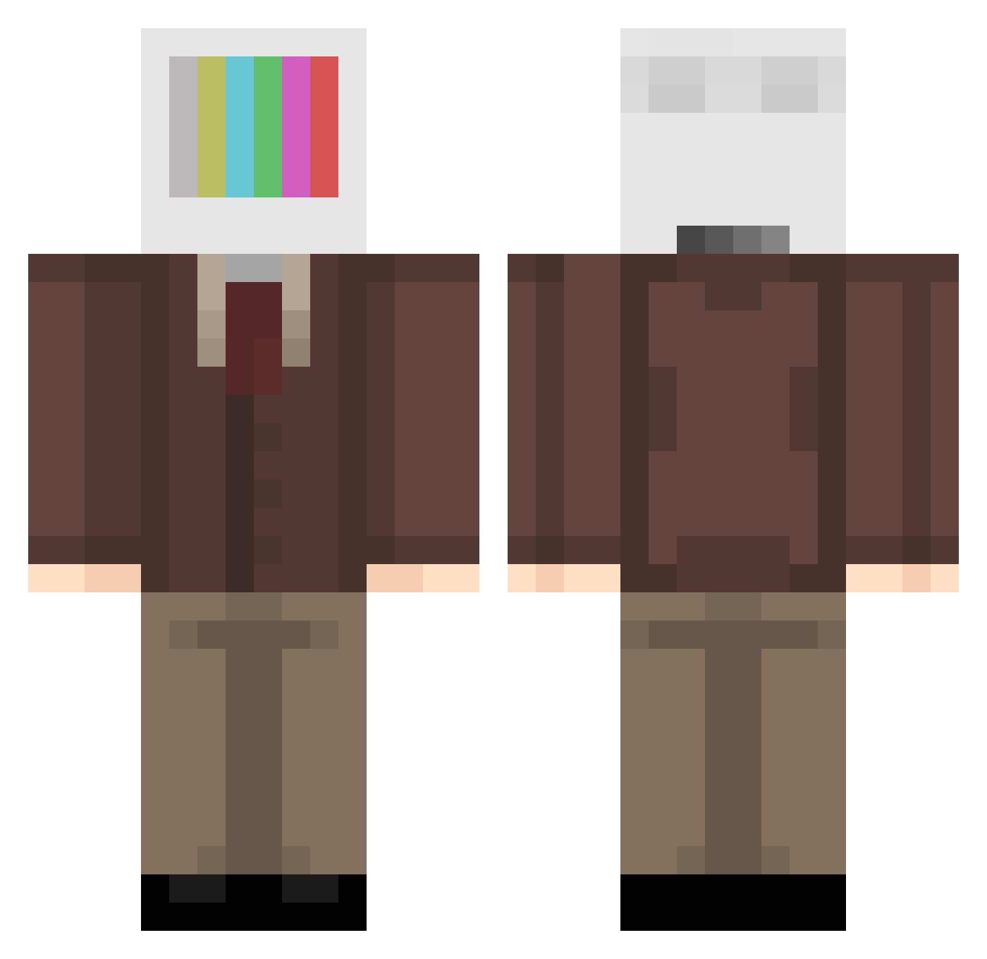 lP3bble Minecraft skin, front and back view