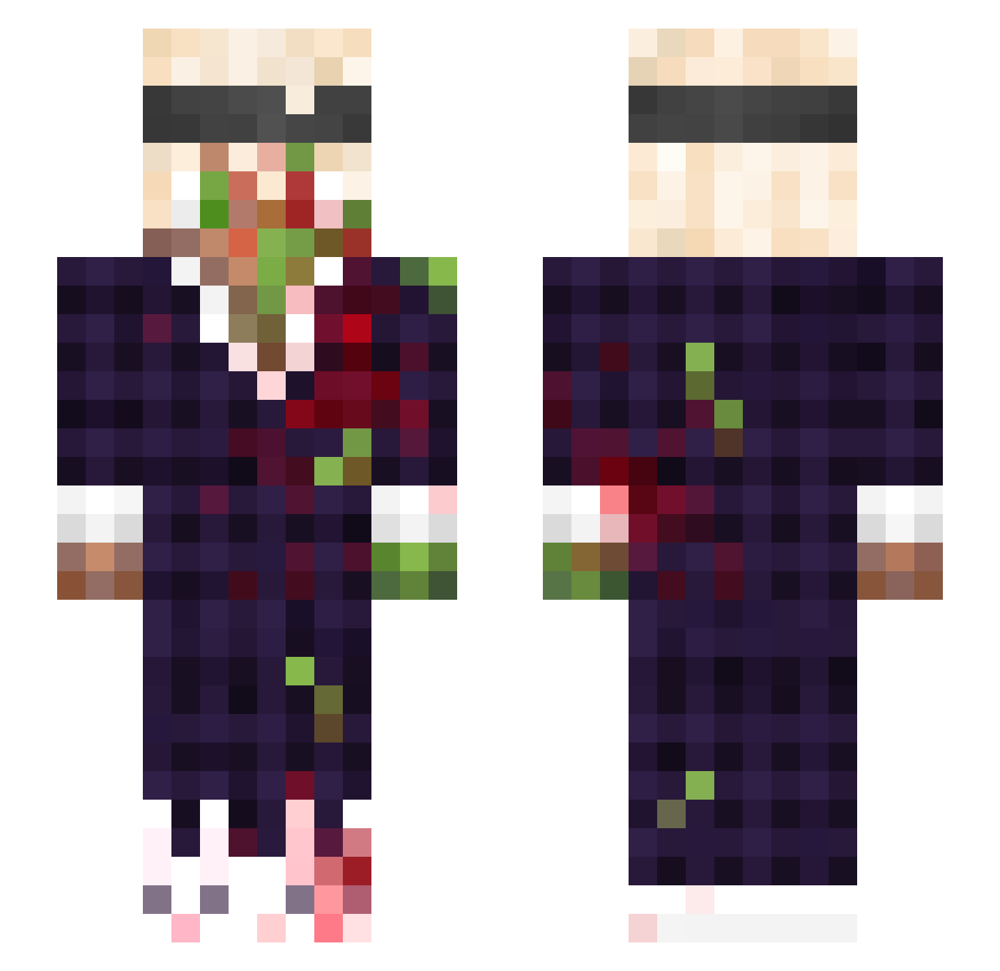 Durpa Minecraft skin, front and back view