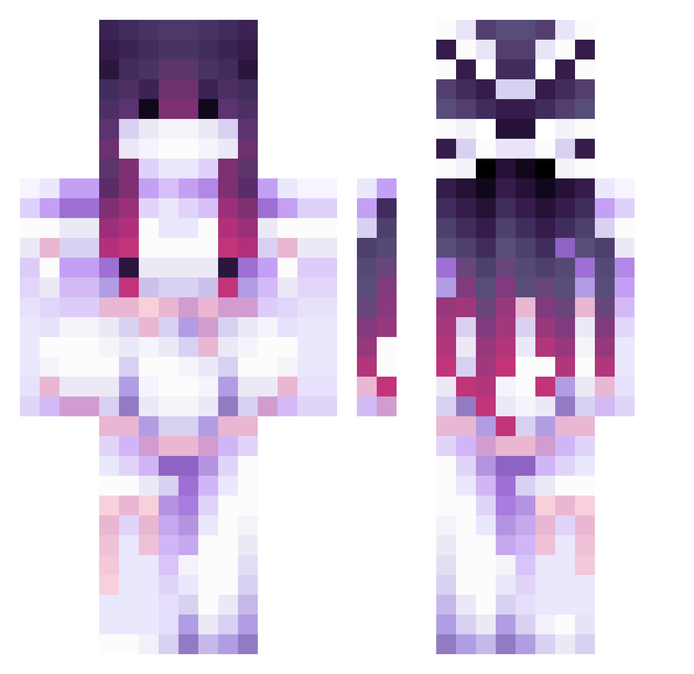 YuniWho Minecraft skin, front and back view