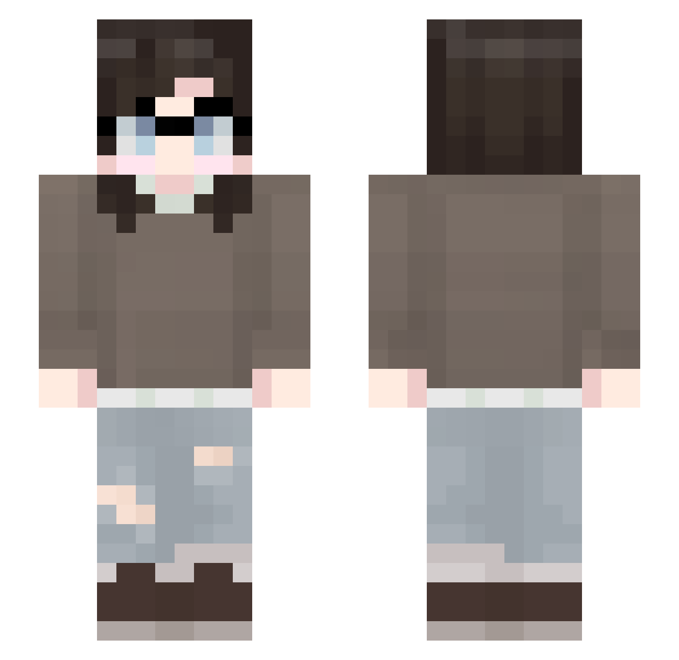 Seapod Minecraft skin, front and back view