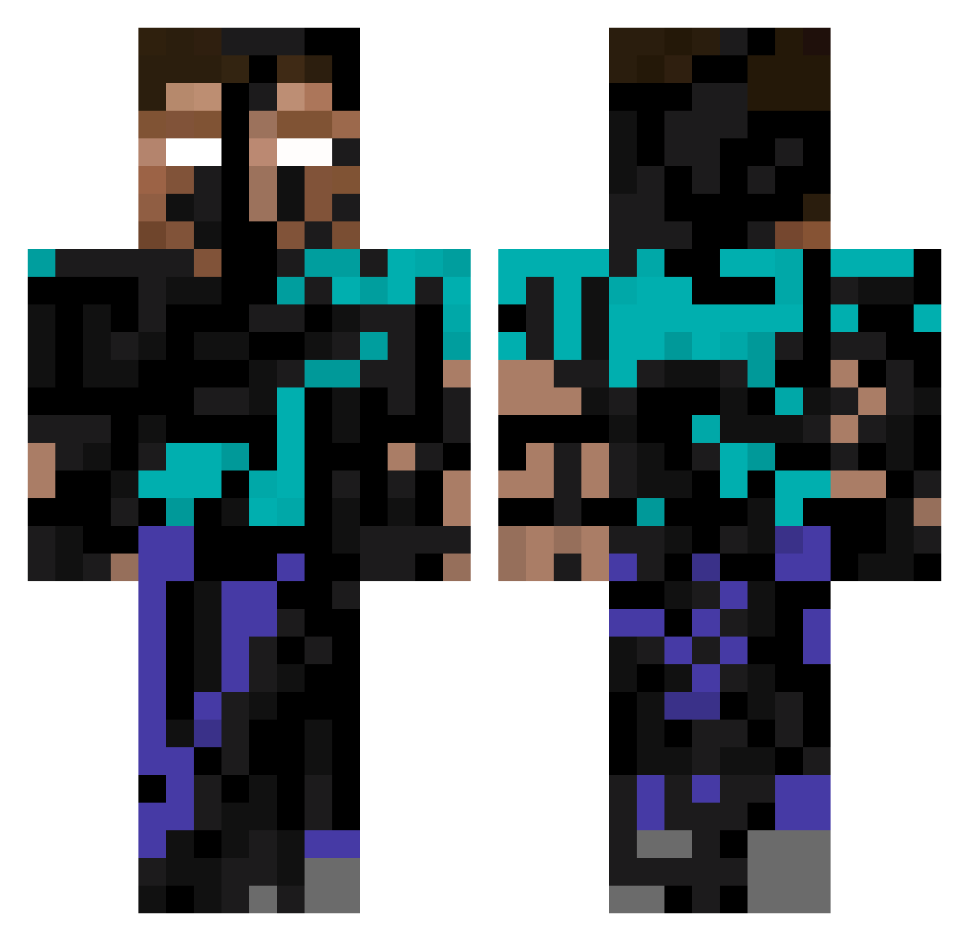 Kenway_R Minecraft skin, front and back view