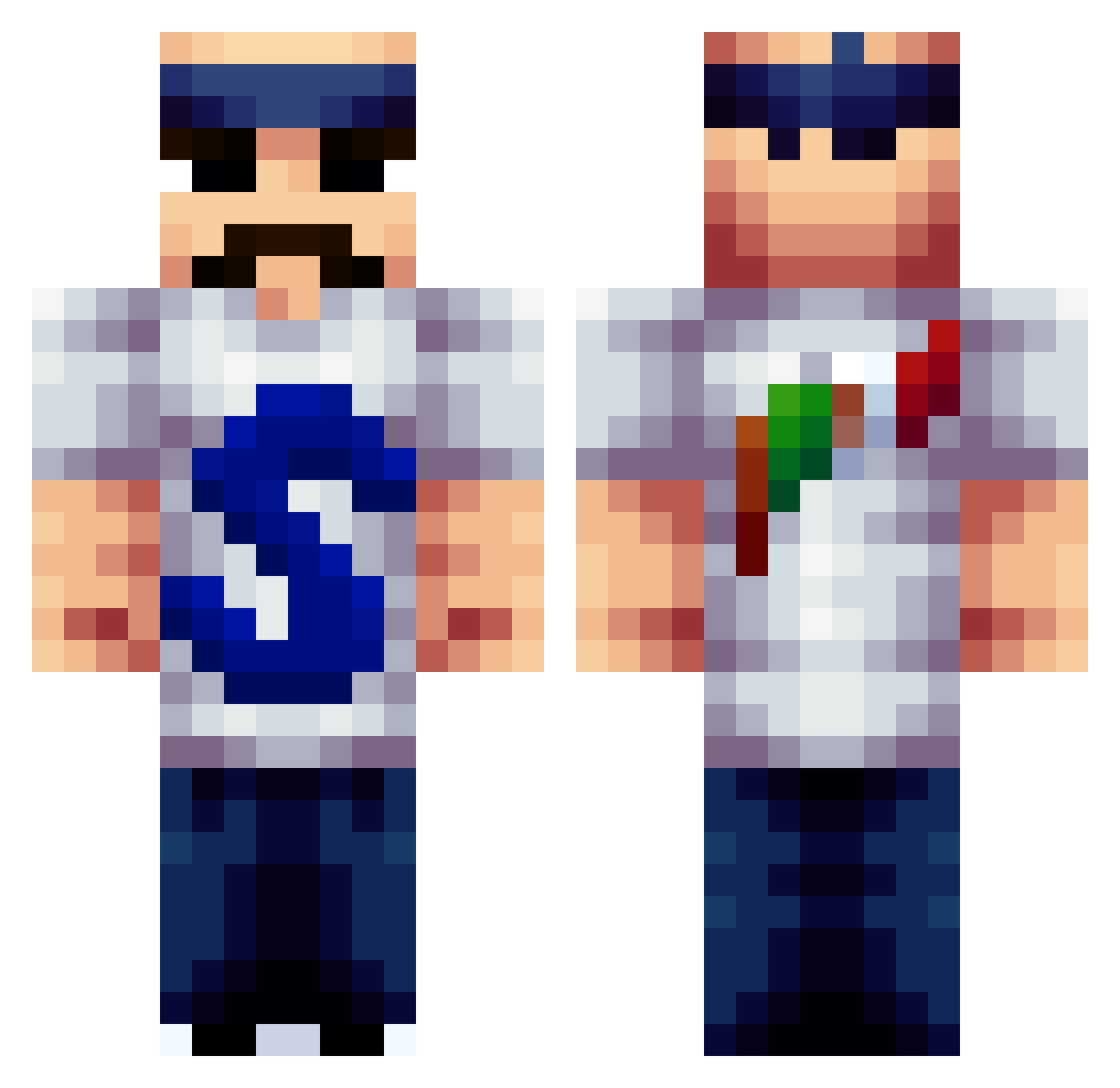 cargawarrior Minecraft skin, front and back view