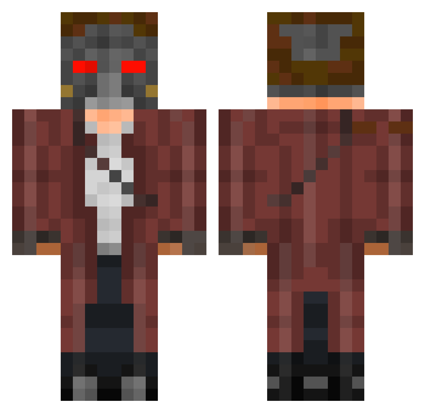 Bydr0x Minecraft skin, front and back view
