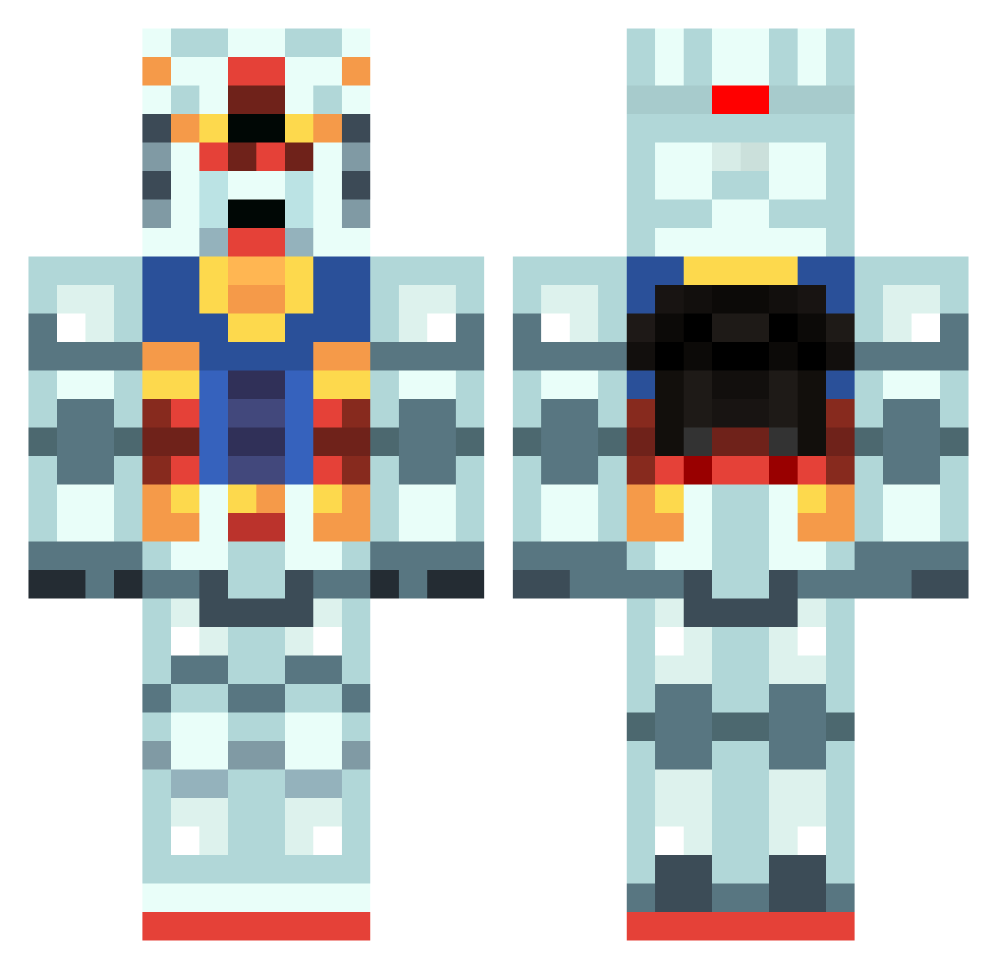 carted Minecraft skin, front and back view