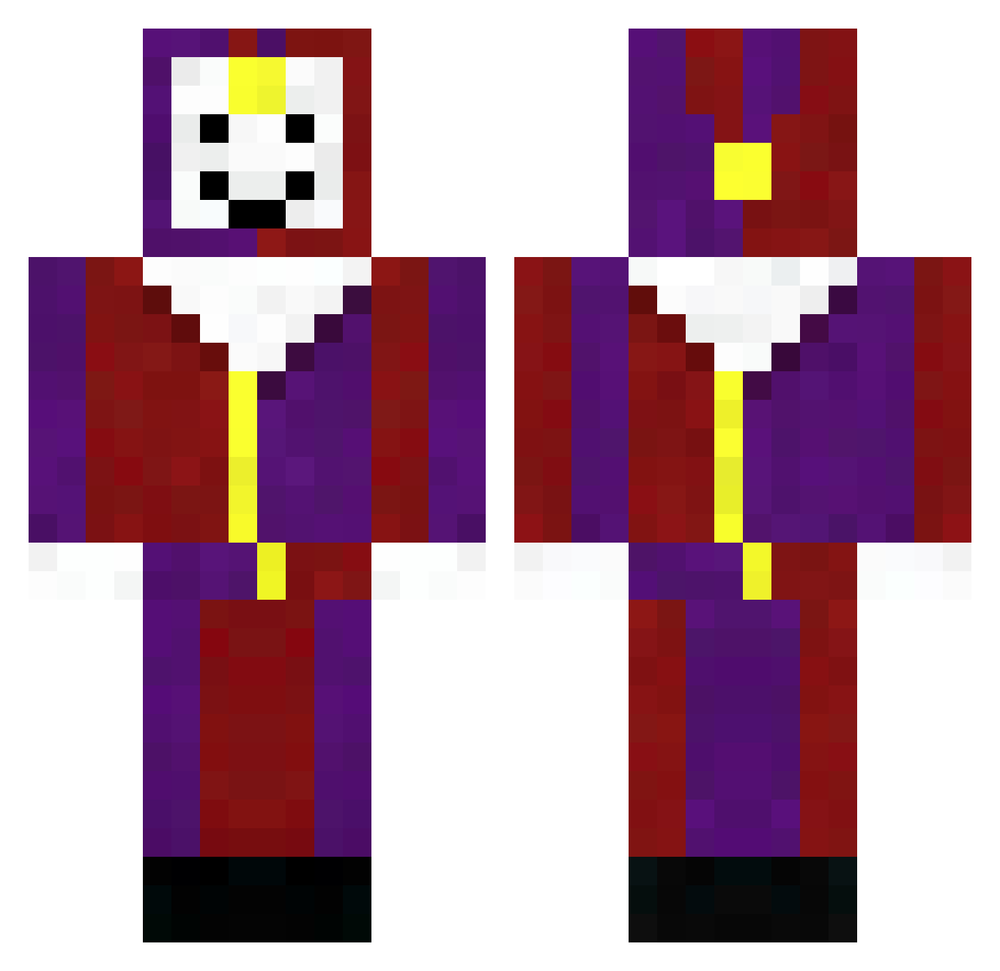 banterer Minecraft skin, front and back view