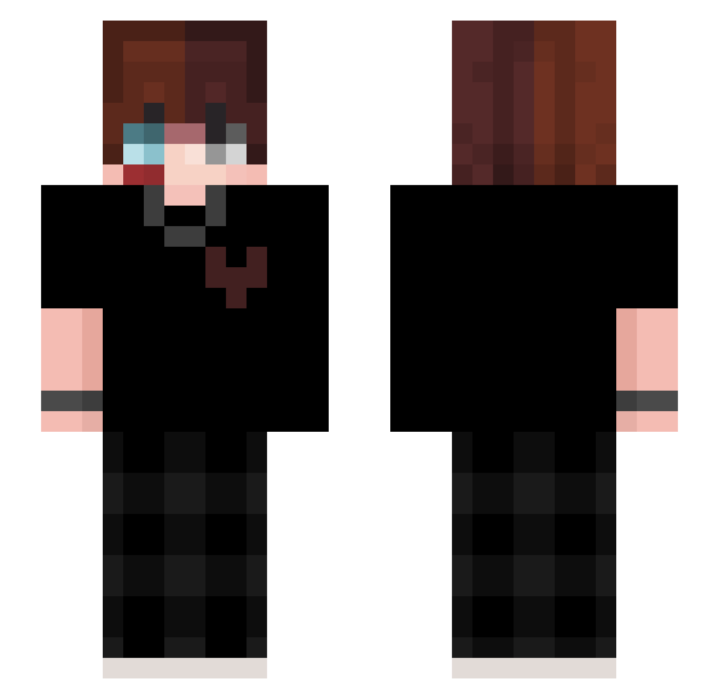 XSky1 Minecraft skin, front and back view