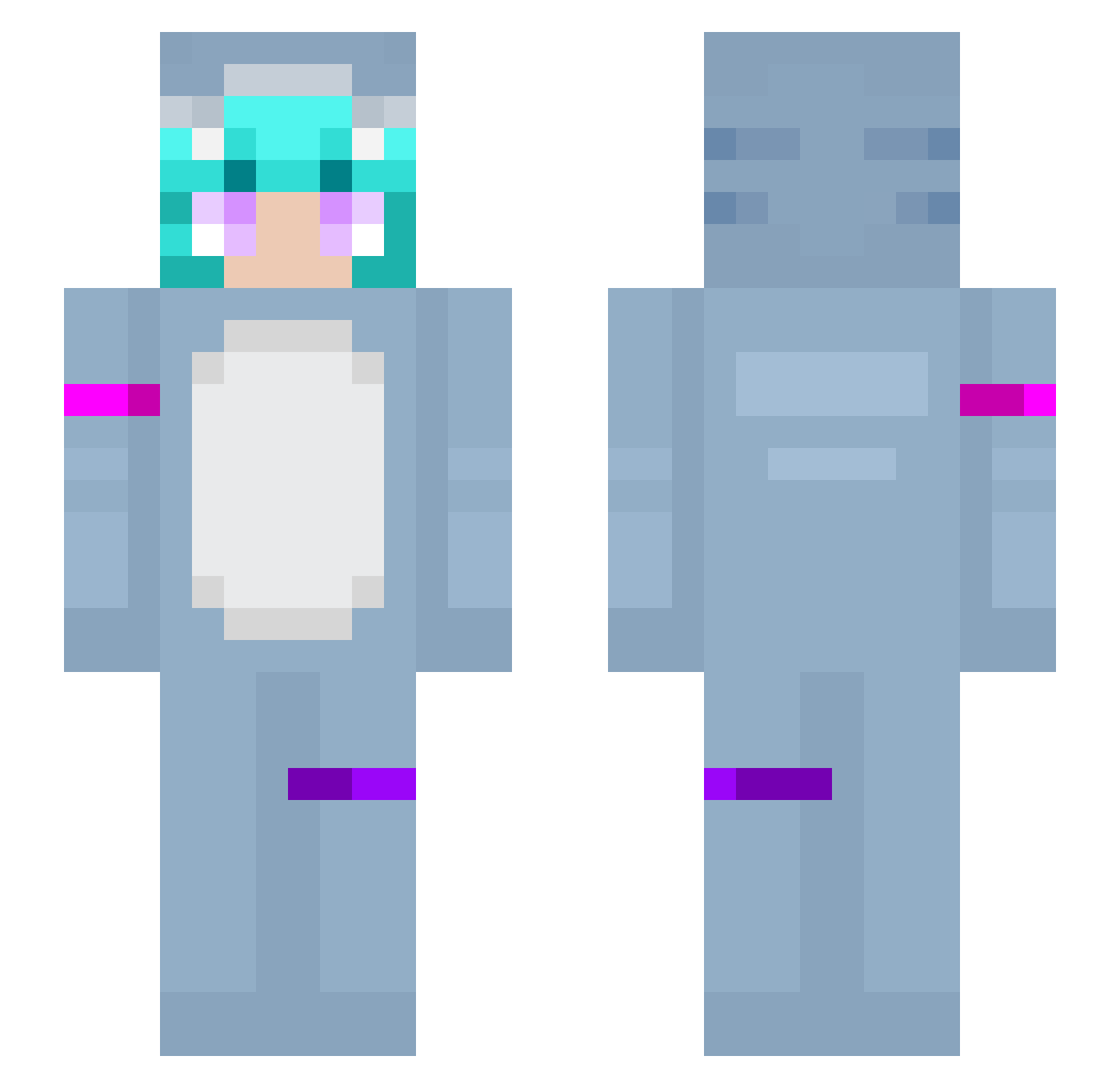 NixMeows Minecraft skin, front and back view