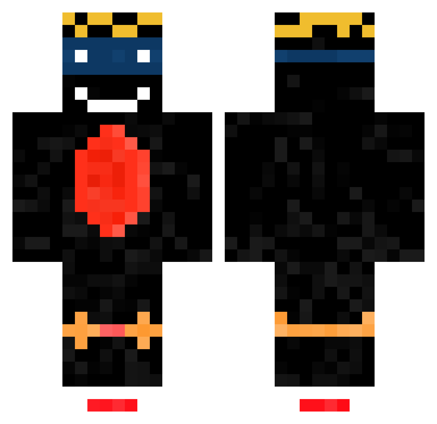 Ghzz Minecraft skin, front and back view