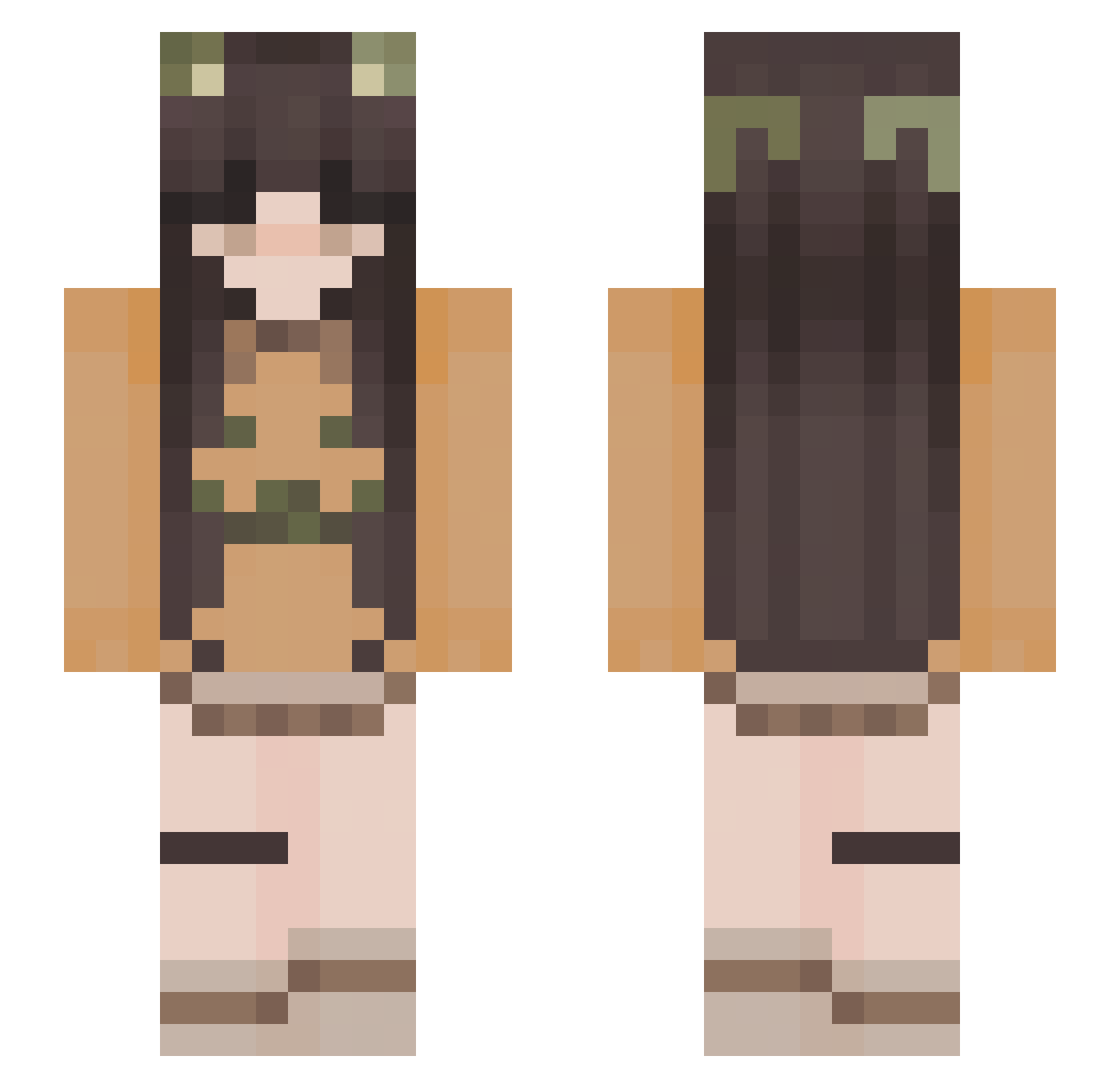 ItsLeiya Minecraft skin, front and back view