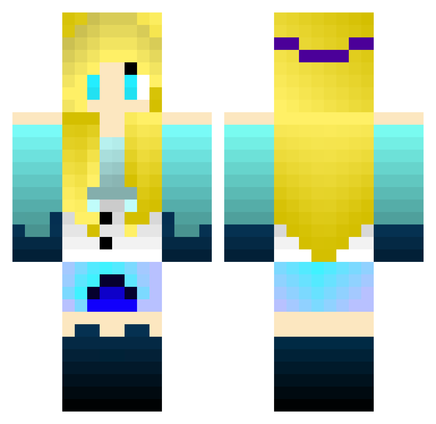 Neddies Minecraft skin, front and back view