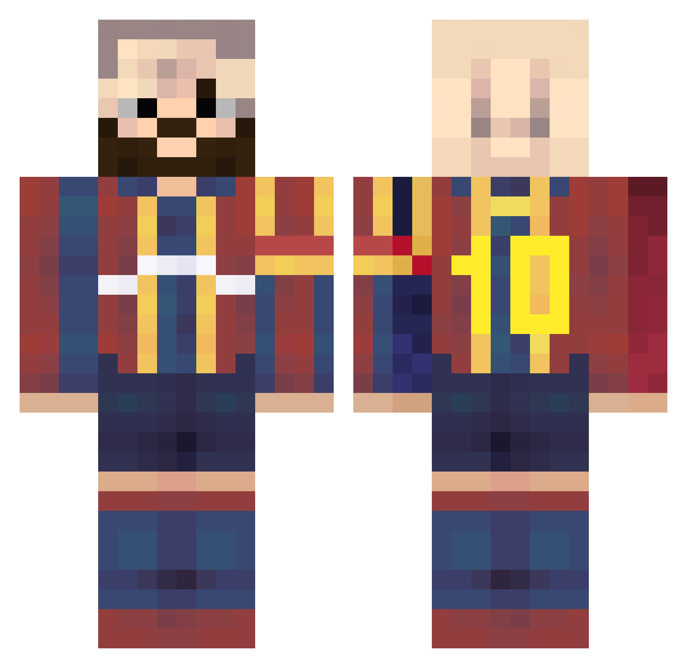 BarcelonaIn2009 Minecraft skin, front and back view