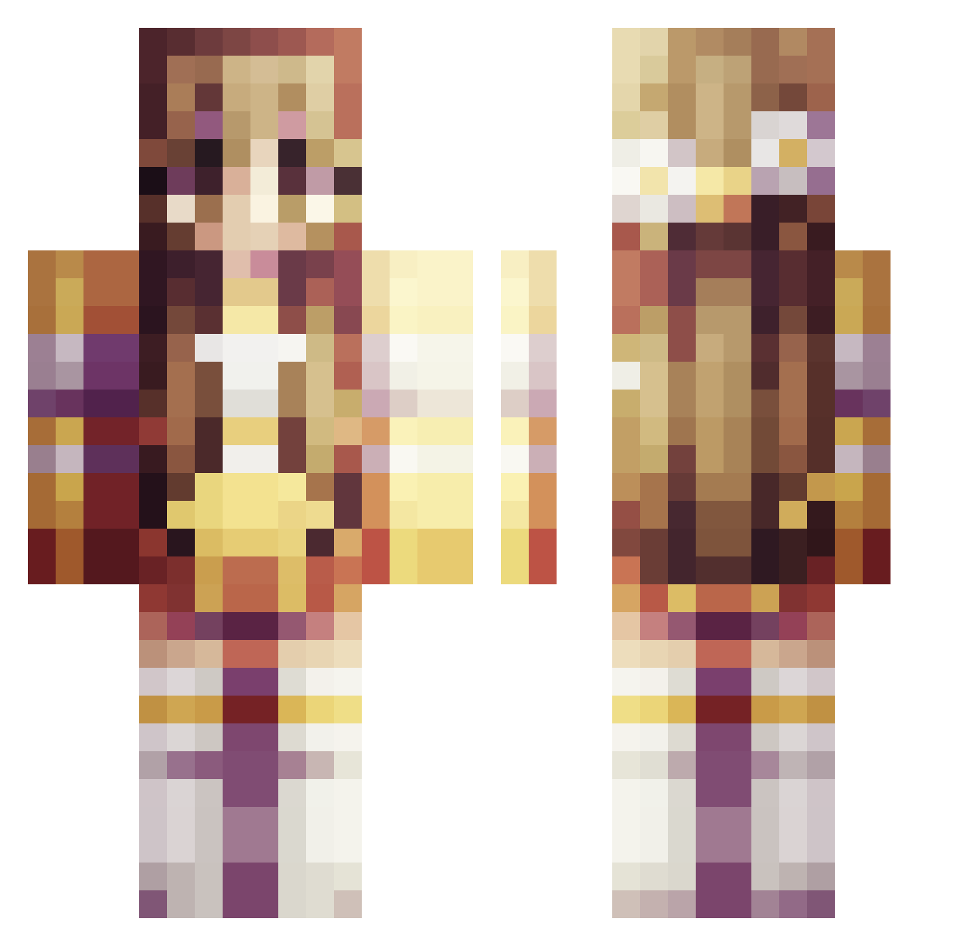 Reapplying Minecraft skin, front and back view