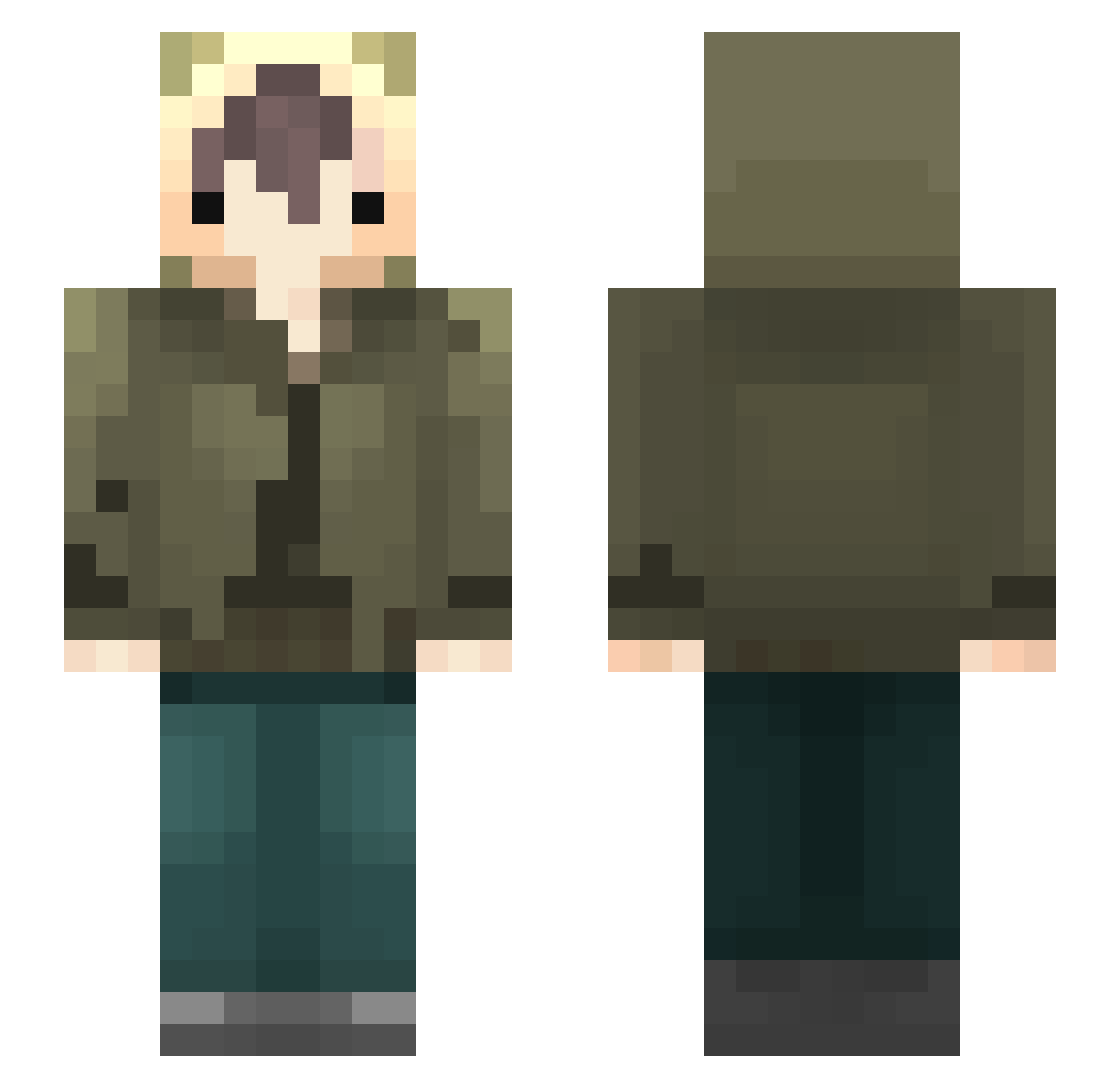 yodazoyodayo Minecraft skin, front and back view