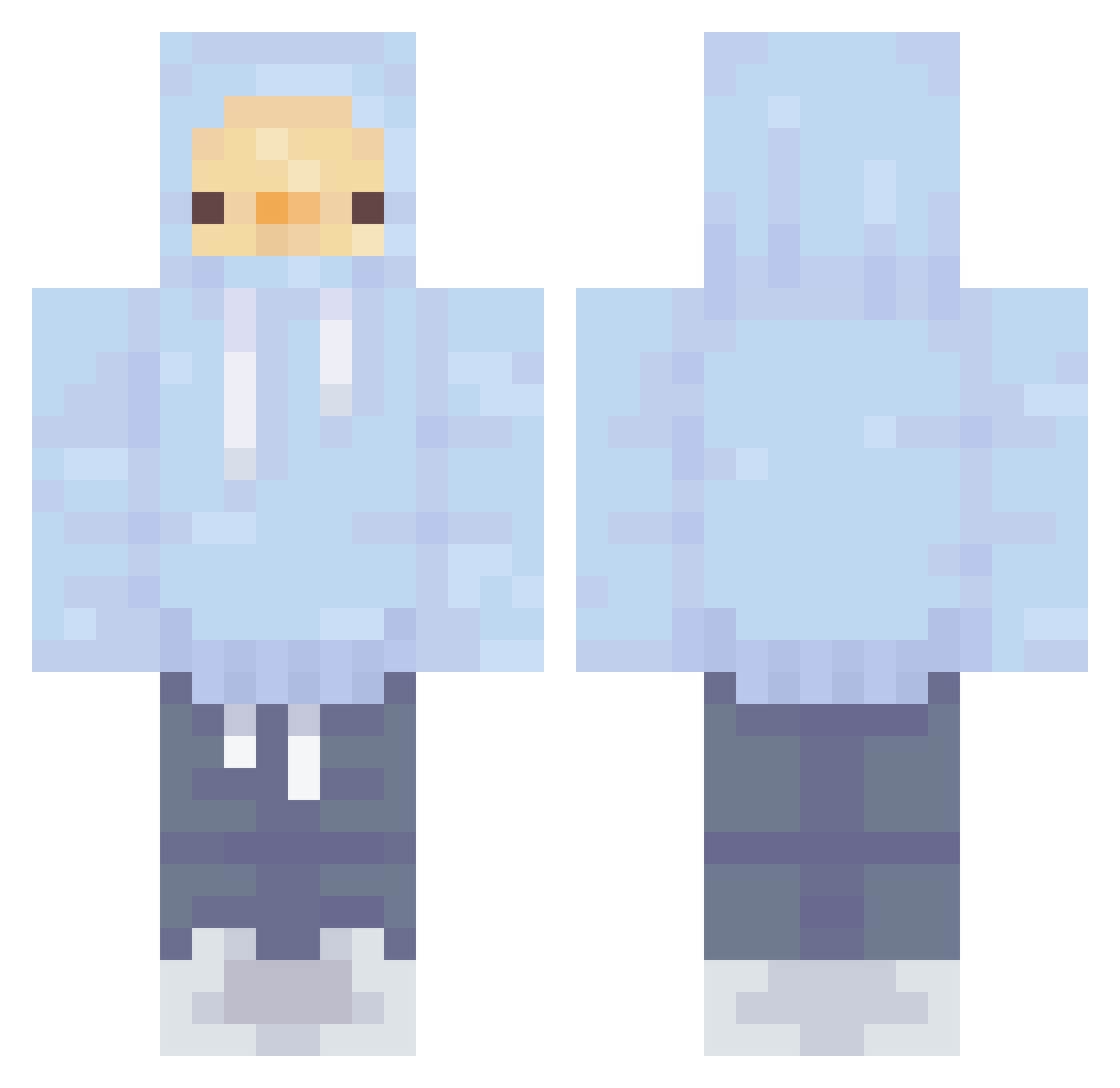 Xenixity Minecraft skin, front and back view